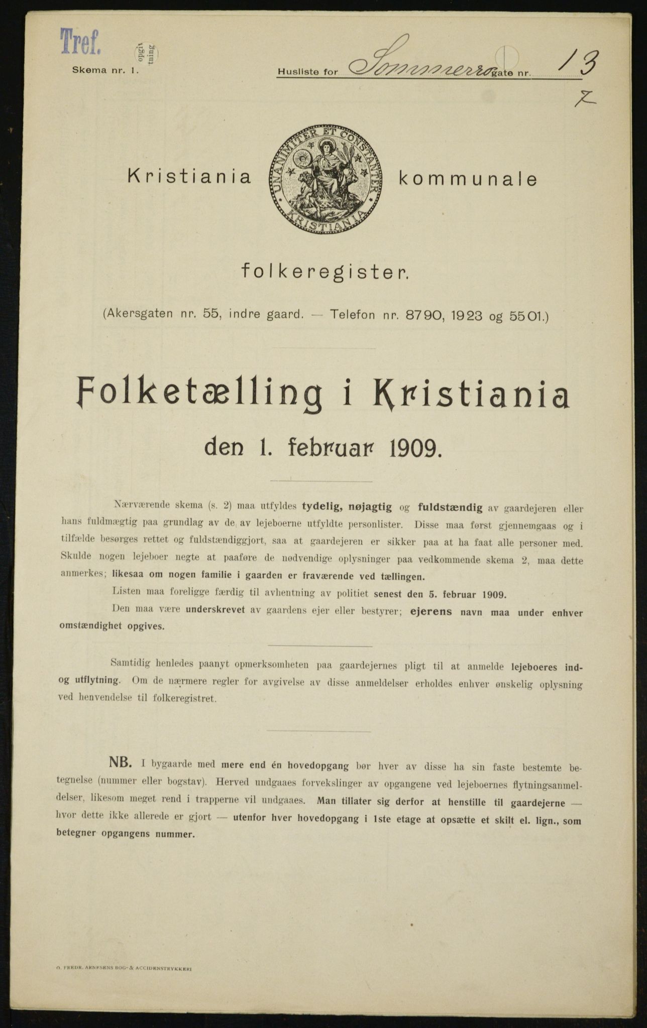 OBA, Municipal Census 1909 for Kristiania, 1909, p. 90448