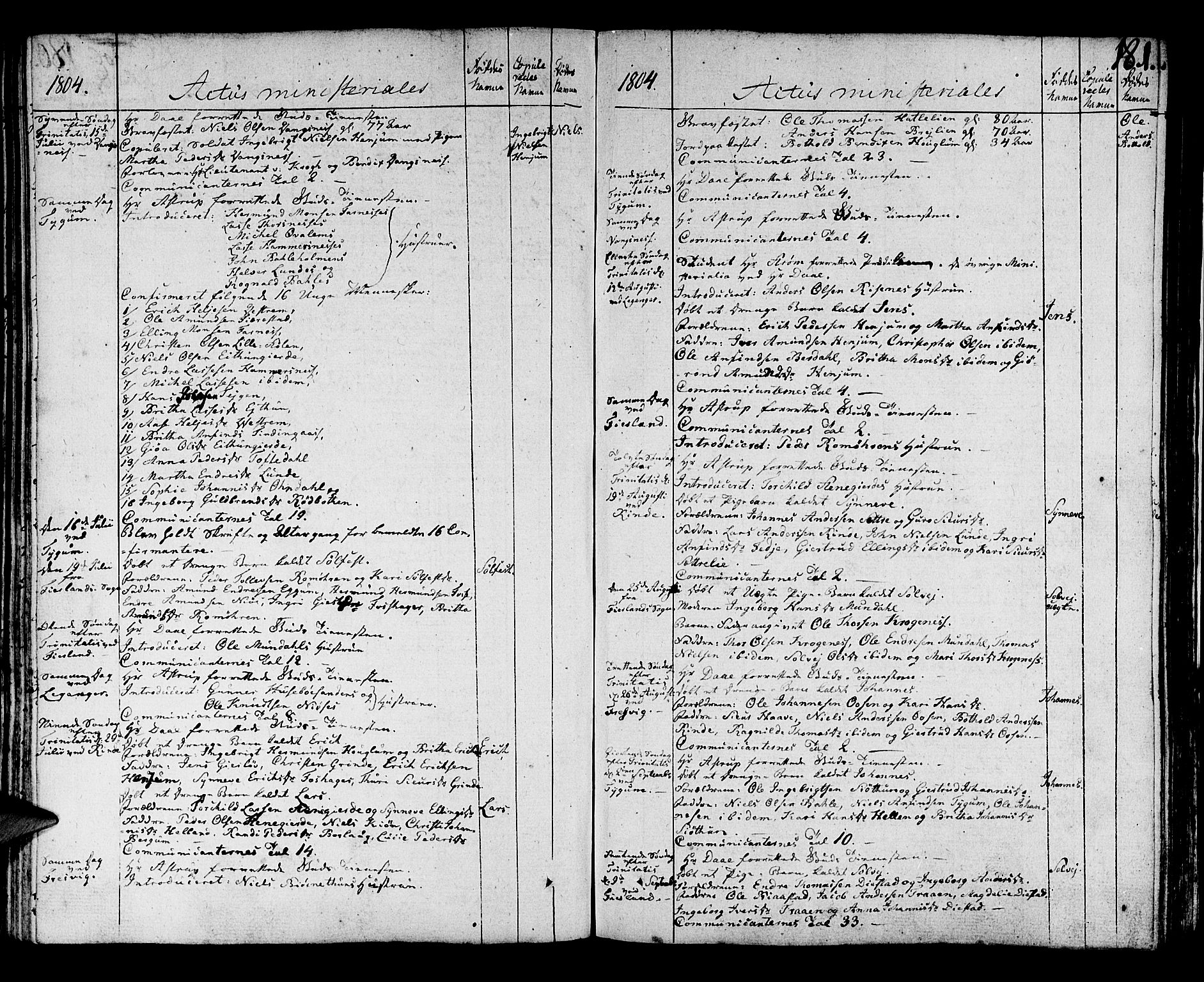 Leikanger sokneprestembete, AV/SAB-A-81001/H/Haa/Haaa/L0005: Parish register (official) no. A 5, 1792-1809, p. 181