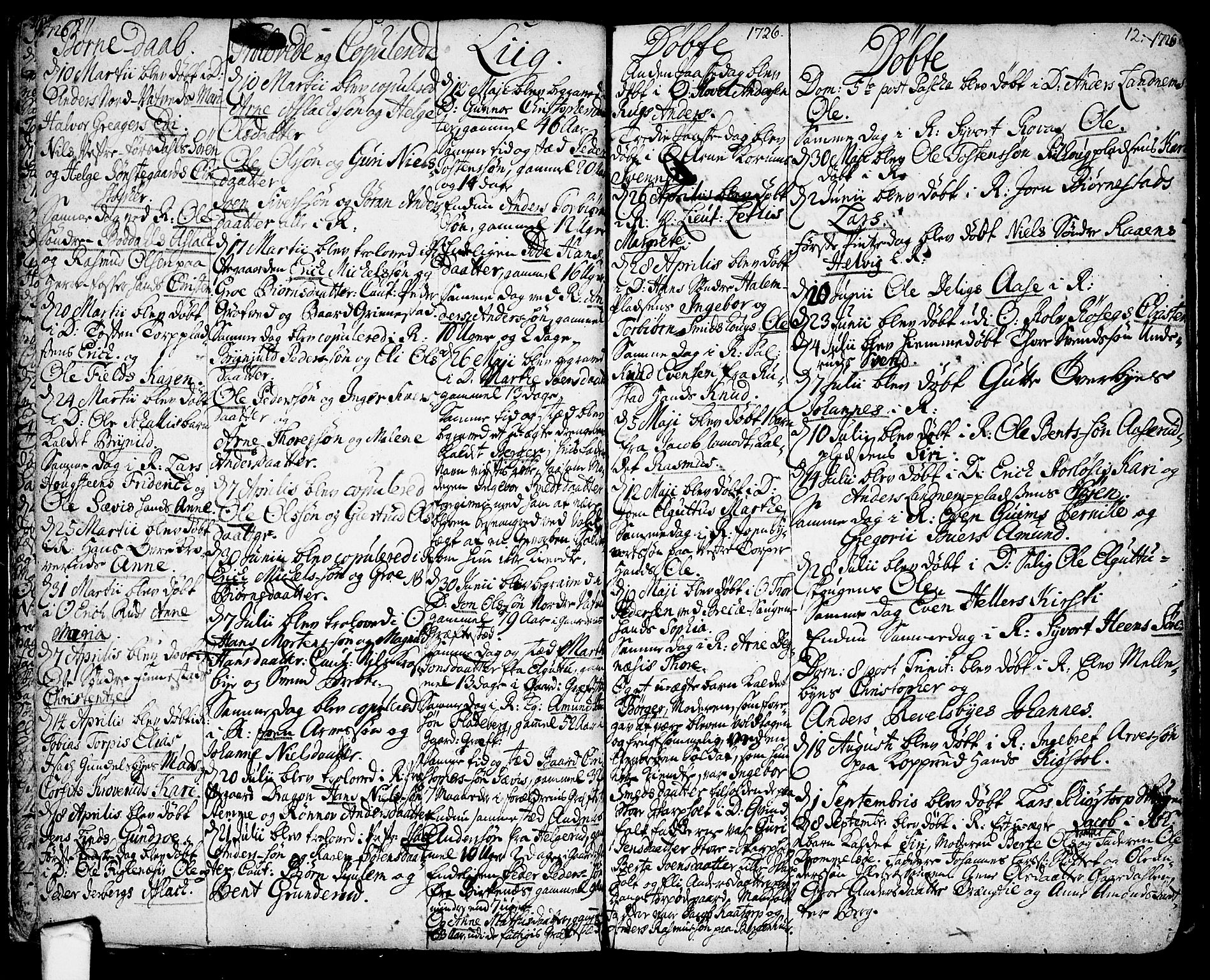 Rakkestad prestekontor Kirkebøker, AV/SAO-A-2008/F/Fa/L0001: Parish register (official) no. I 1, 1722-1740, p. 12