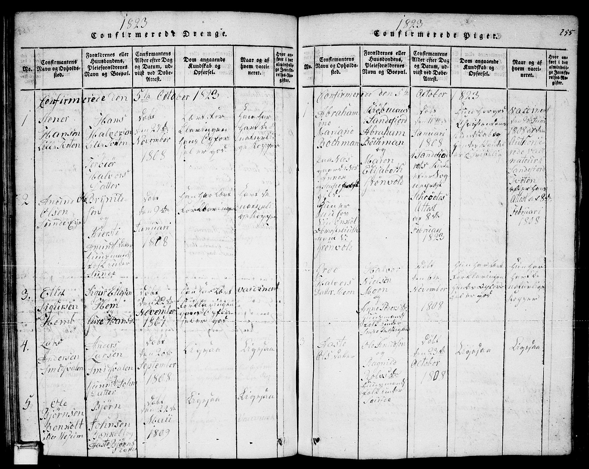 Sauherad kirkebøker, SAKO/A-298/F/Fa/L0005: Parish register (official) no. I 5, 1815-1829, p. 255