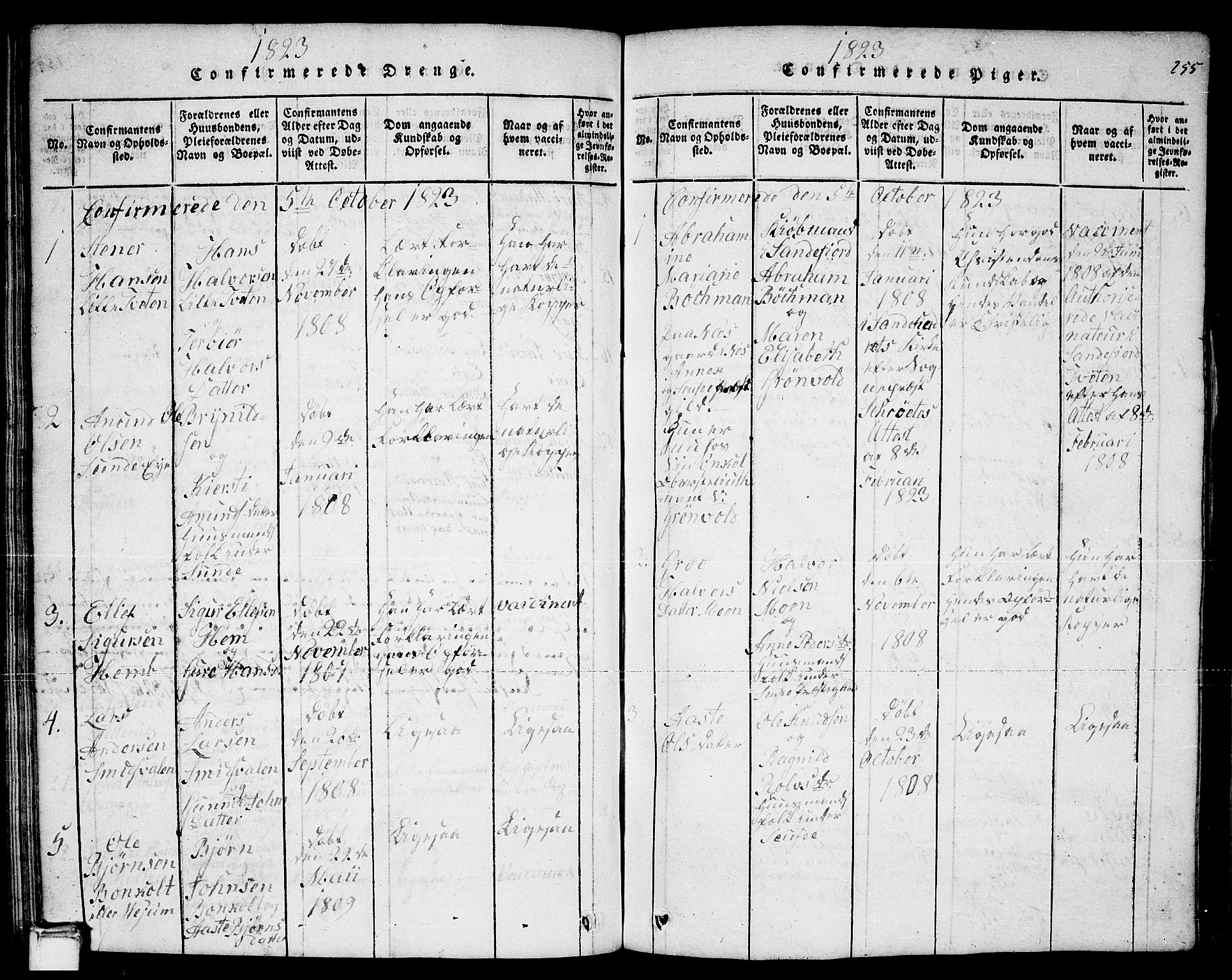 Sauherad kirkebøker, AV/SAKO-A-298/F/Fa/L0005: Parish register (official) no. I 5, 1815-1829, p. 255