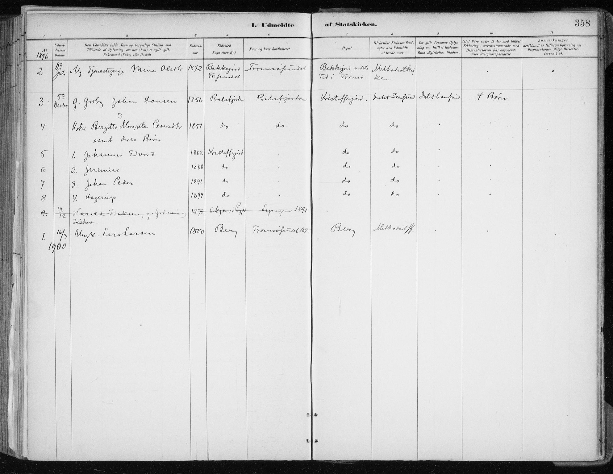 Tromsøysund sokneprestkontor, SATØ/S-1304/G/Ga/L0005kirke: Parish register (official) no. 5, 1888-1896, p. 358