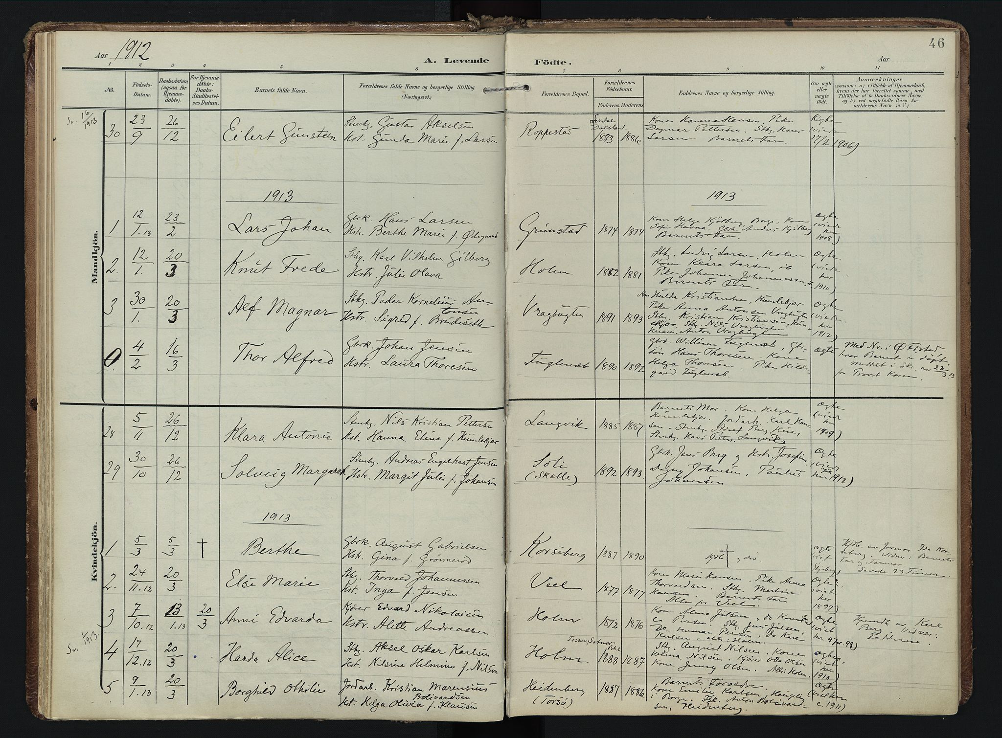 Borge prestekontor Kirkebøker, SAO/A-10903/F/Fb/L0004: Parish register (official) no. II 4, 1902-1914, p. 46