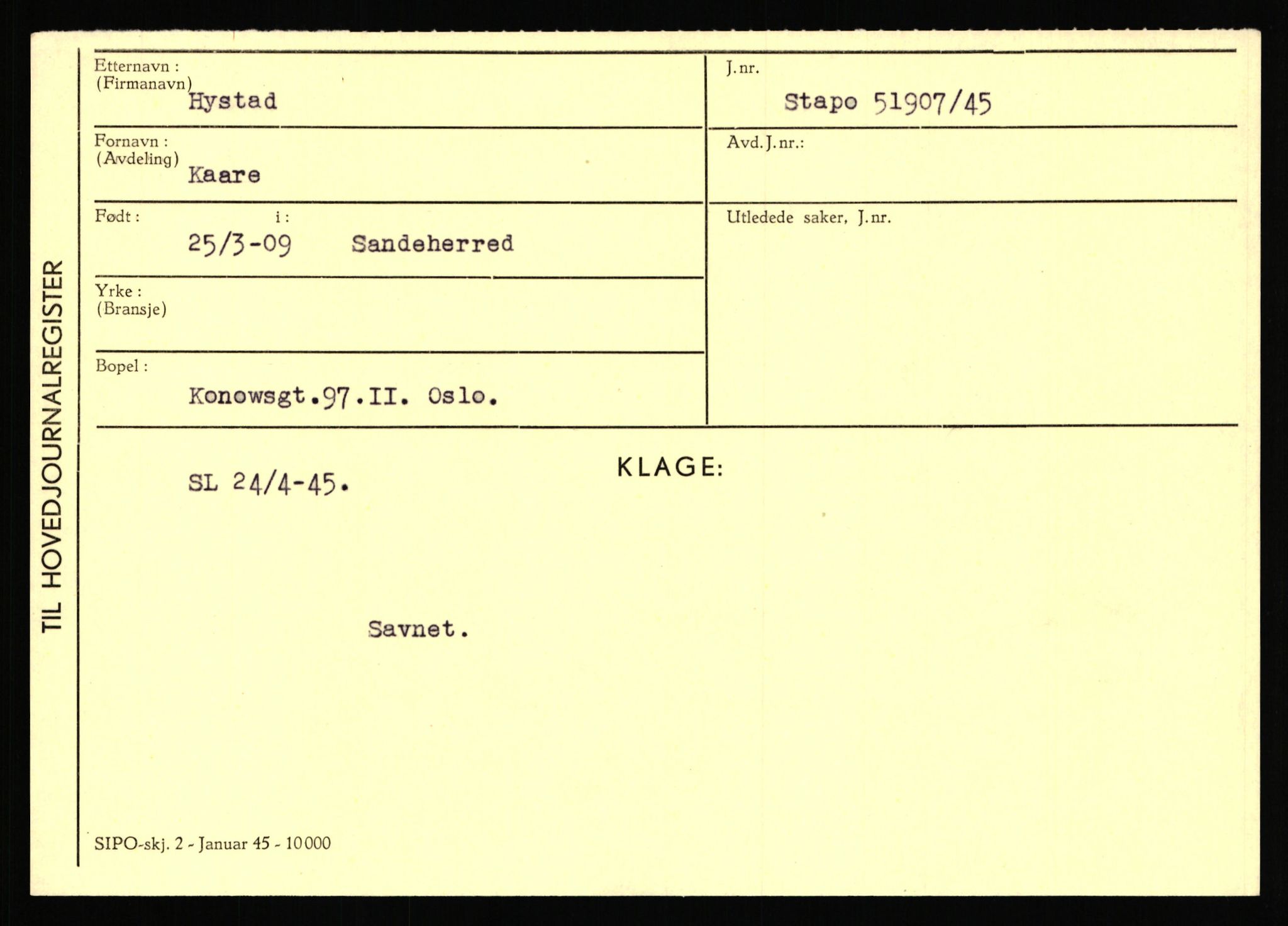 Statspolitiet - Hovedkontoret / Osloavdelingen, AV/RA-S-1329/C/Ca/L0007: Hol - Joelsen, 1943-1945, p. 1595