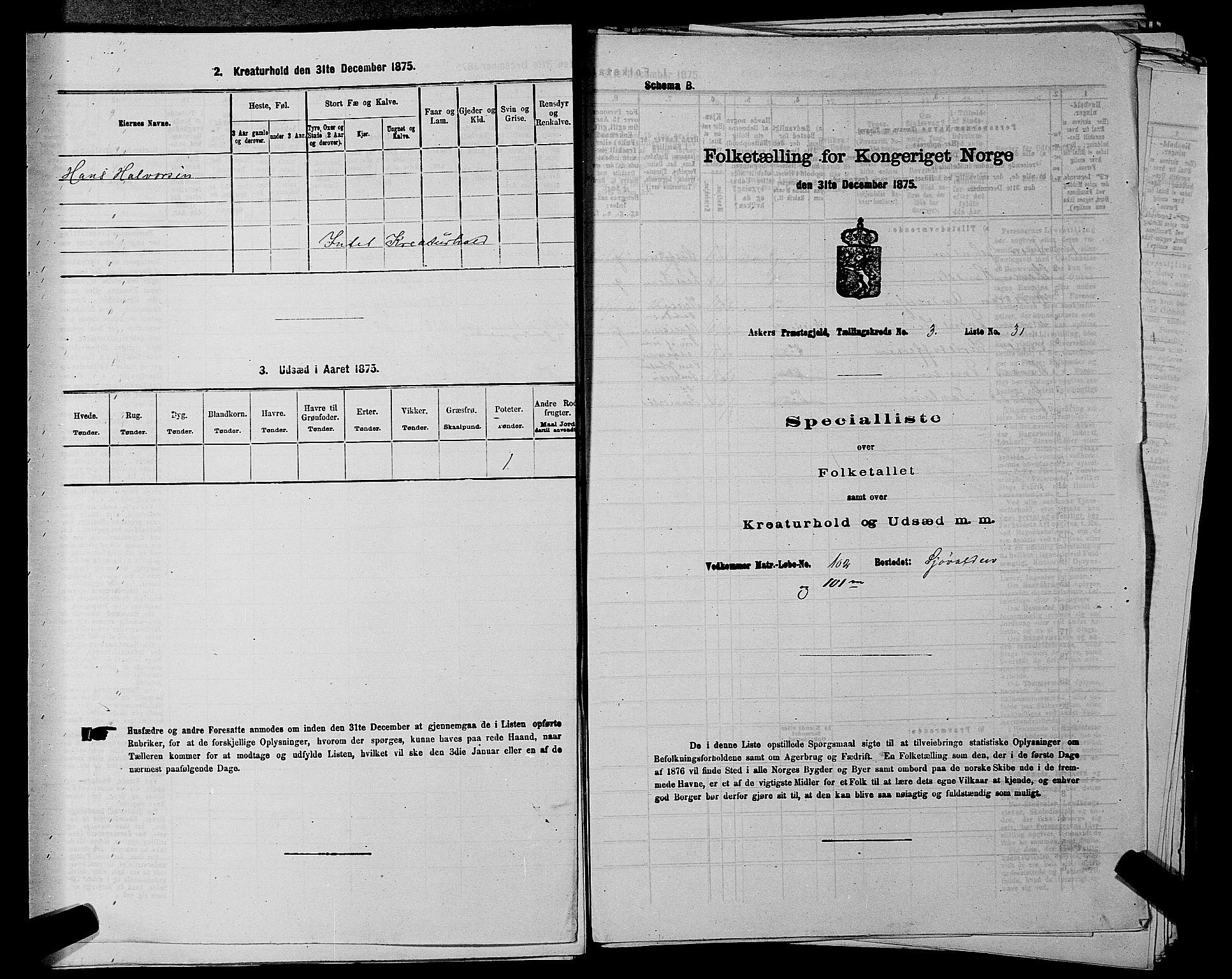 RA, 1875 census for 0220P Asker, 1875, p. 777