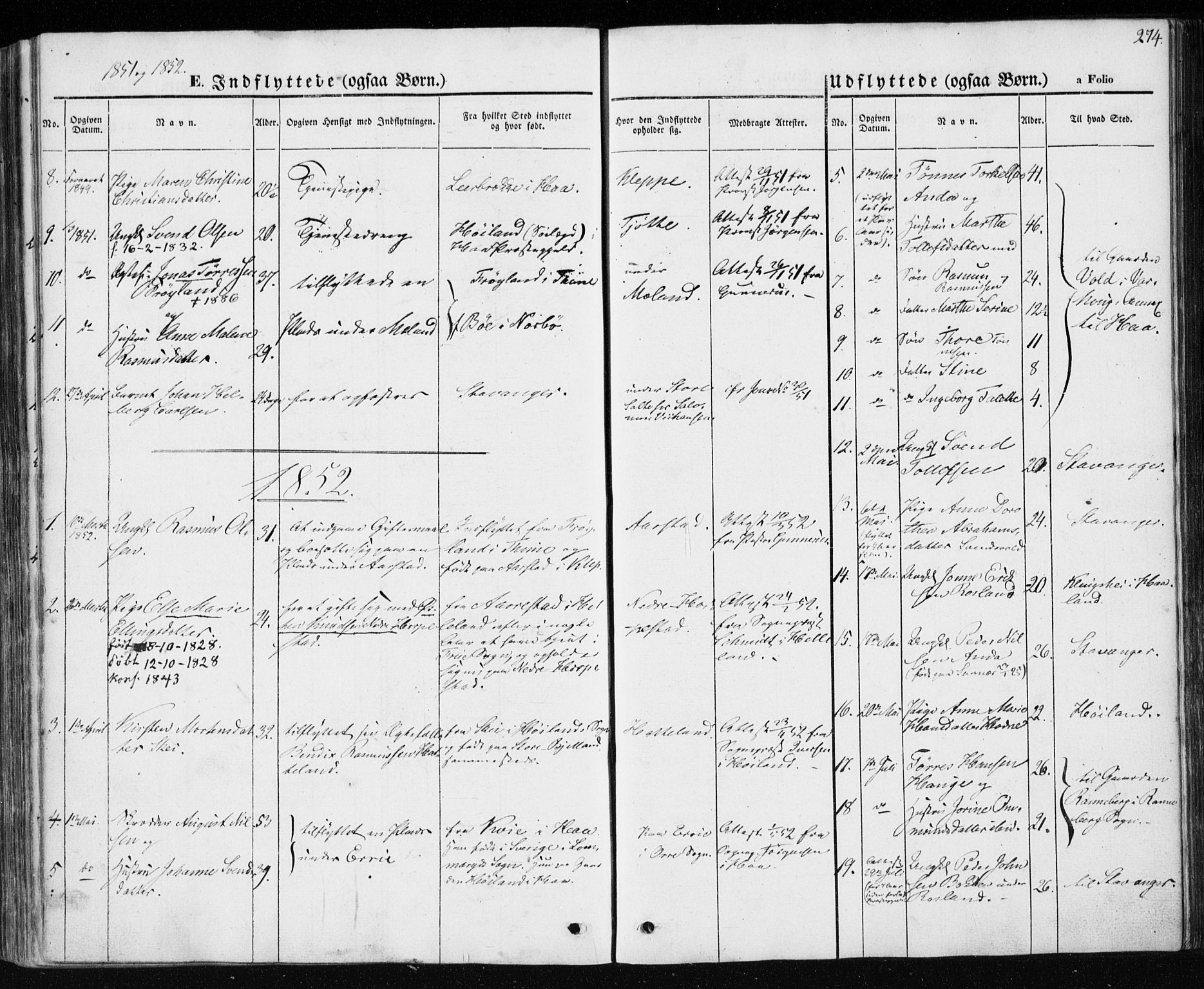 Klepp sokneprestkontor, AV/SAST-A-101803/001/3/30BA/L0004: Parish register (official) no. A 4, 1842-1852, p. 274