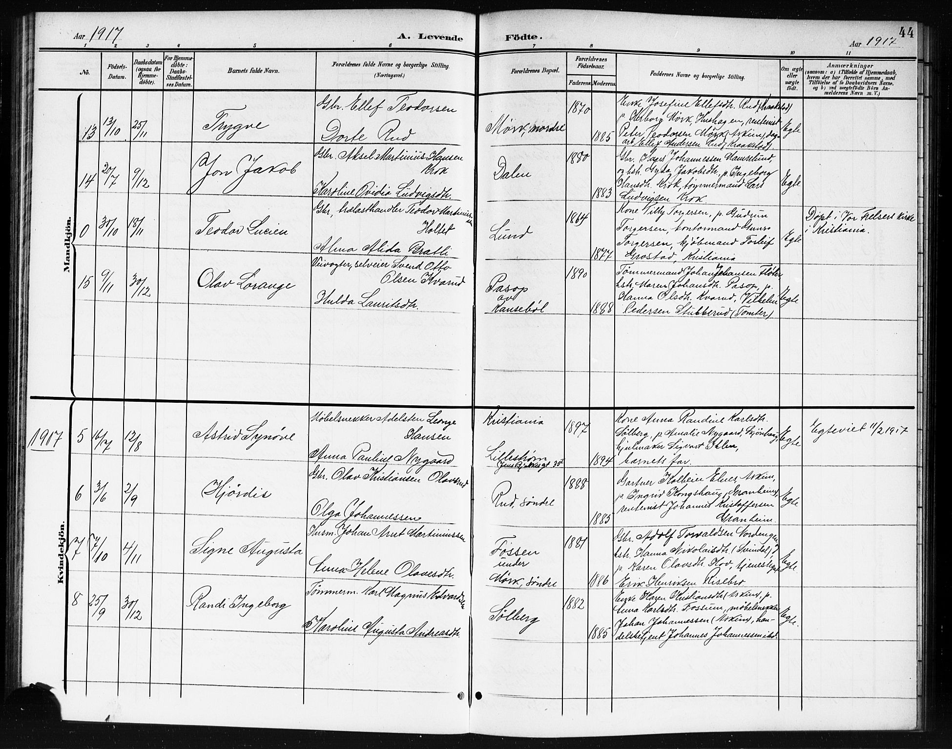 Spydeberg prestekontor Kirkebøker, AV/SAO-A-10924/G/Ga/L0002: Parish register (copy) no. I 2, 1901-1922, p. 44