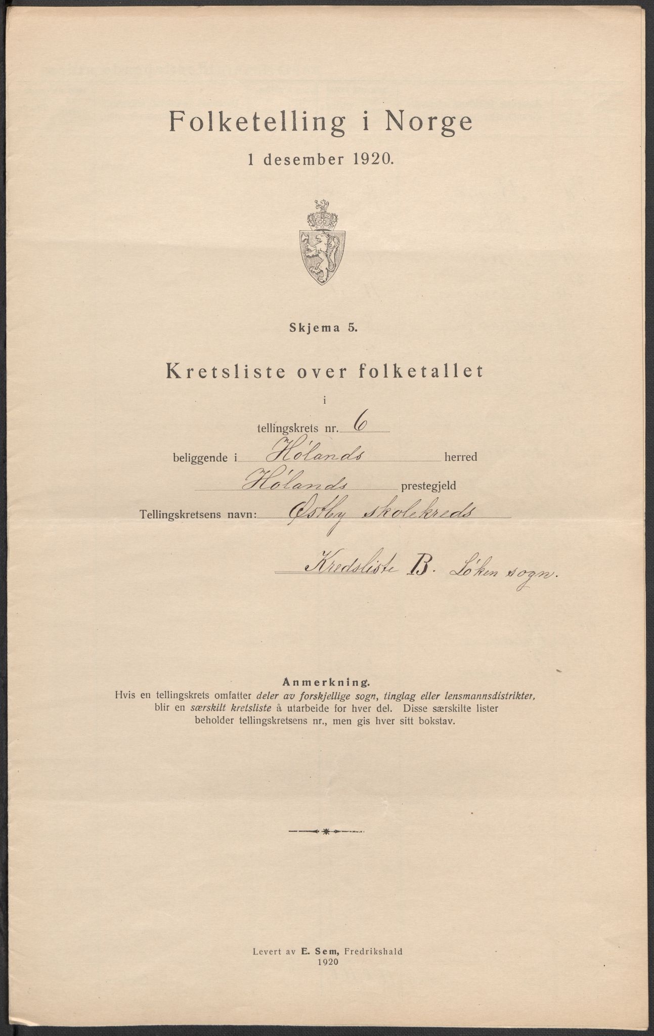 SAO, 1920 census for Høland, 1920, p. 34