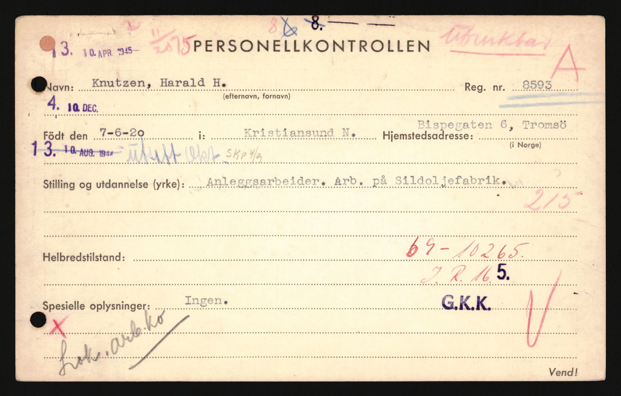 Forsvaret, Troms infanteriregiment nr. 16, AV/RA-RAFA-3146/P/Pa/L0024/0002: Rulleblad / Rulleblad for regimentets menige mannskaper, årsklasse 1941, 1941, p. 254