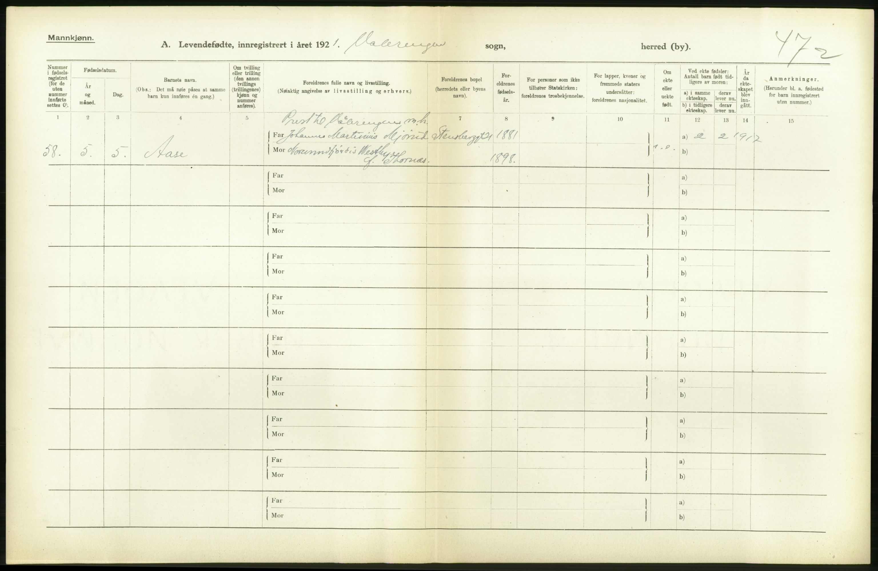 Statistisk sentralbyrå, Sosiodemografiske emner, Befolkning, RA/S-2228/D/Df/Dfc/Dfca/L0009: Kristiania: Levendefødte menn og kvinner., 1921, p. 196