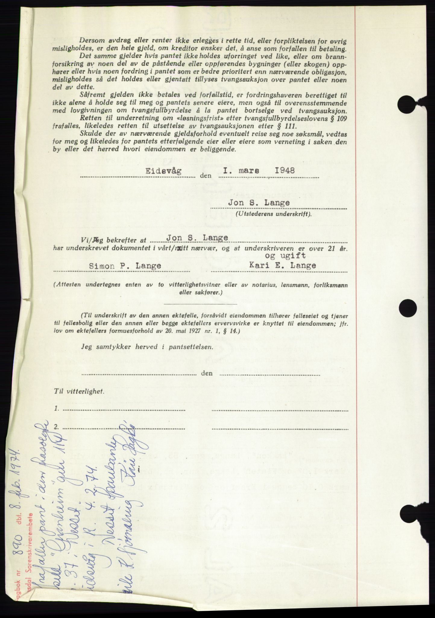 Romsdal sorenskriveri, AV/SAT-A-4149/1/2/2C: Mortgage book no. B3, 1946-1948, Diary no: : 645/1948