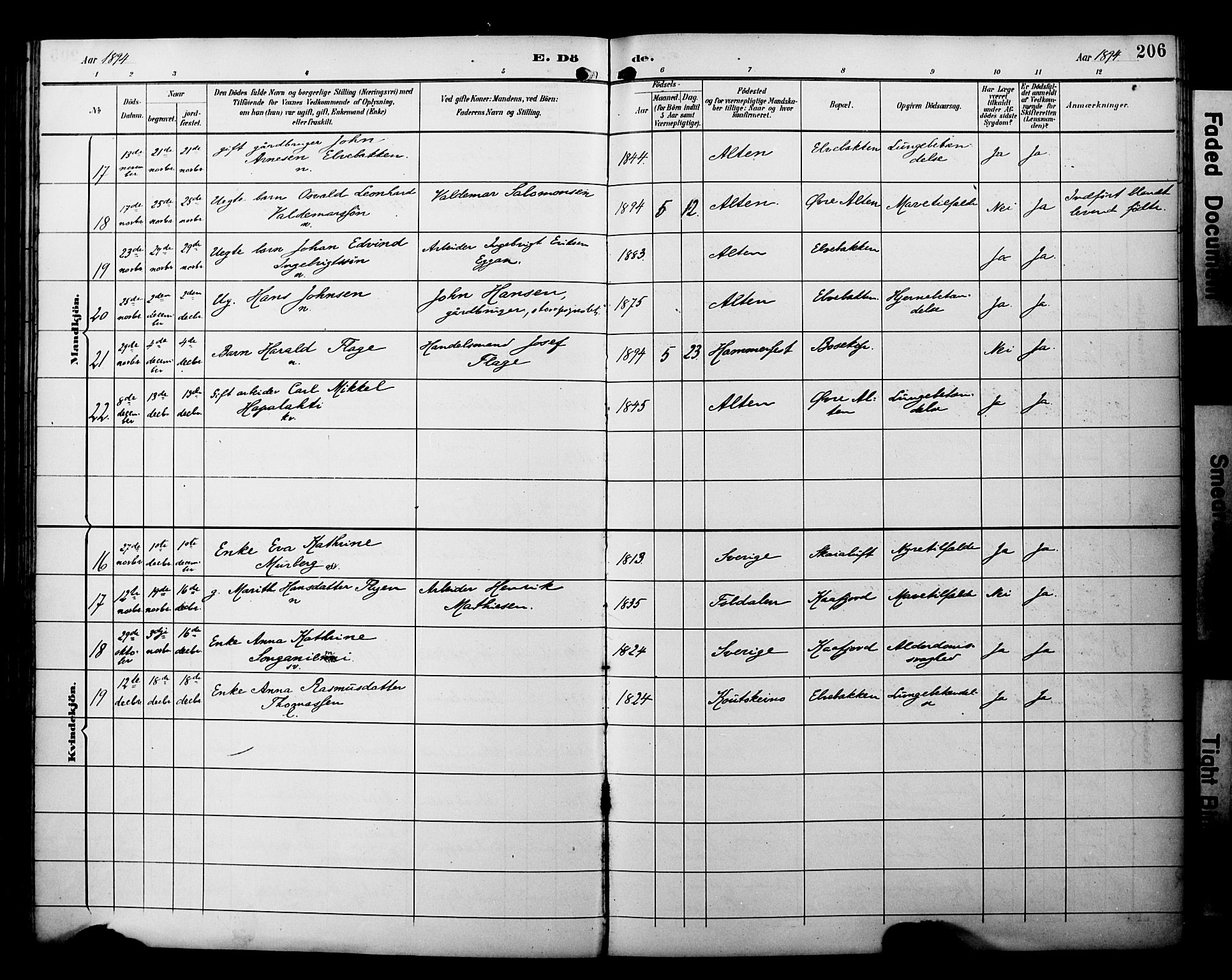 Alta sokneprestkontor, SATØ/S-1338/H/Ha/L0003.kirke: Parish register (official) no. 3, 1892-1904, p. 206