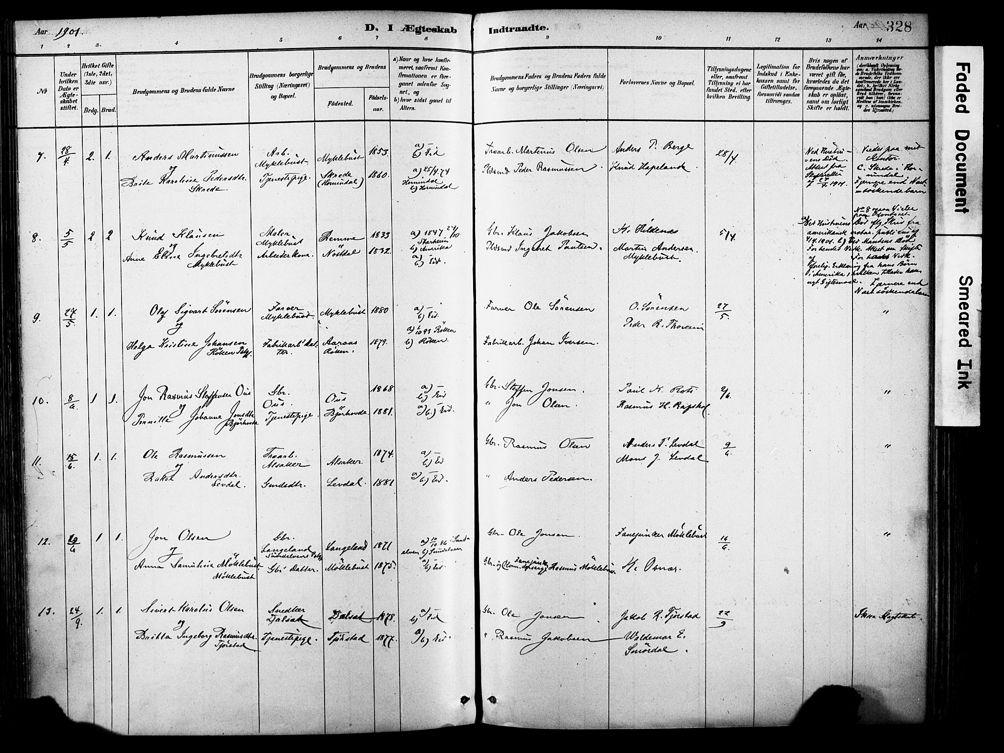 Eid sokneprestembete, AV/SAB-A-82301/H/Haa/Haab/L0001: Parish register (official) no. B 1, 1879-1906, p. 328