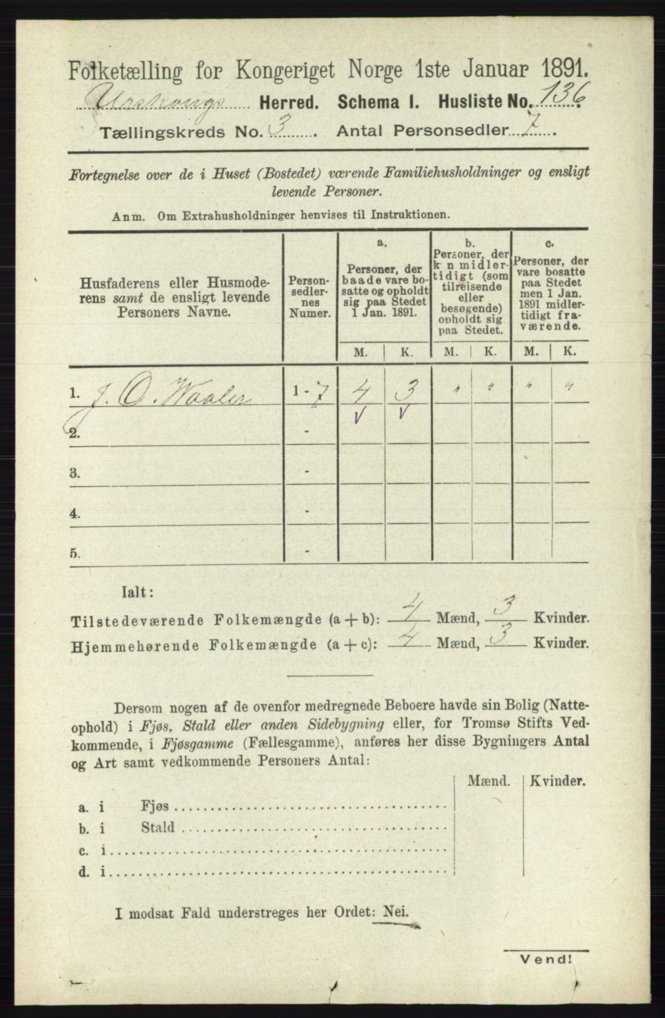 RA, 1891 census for 0224 Aurskog, 1891, p. 494