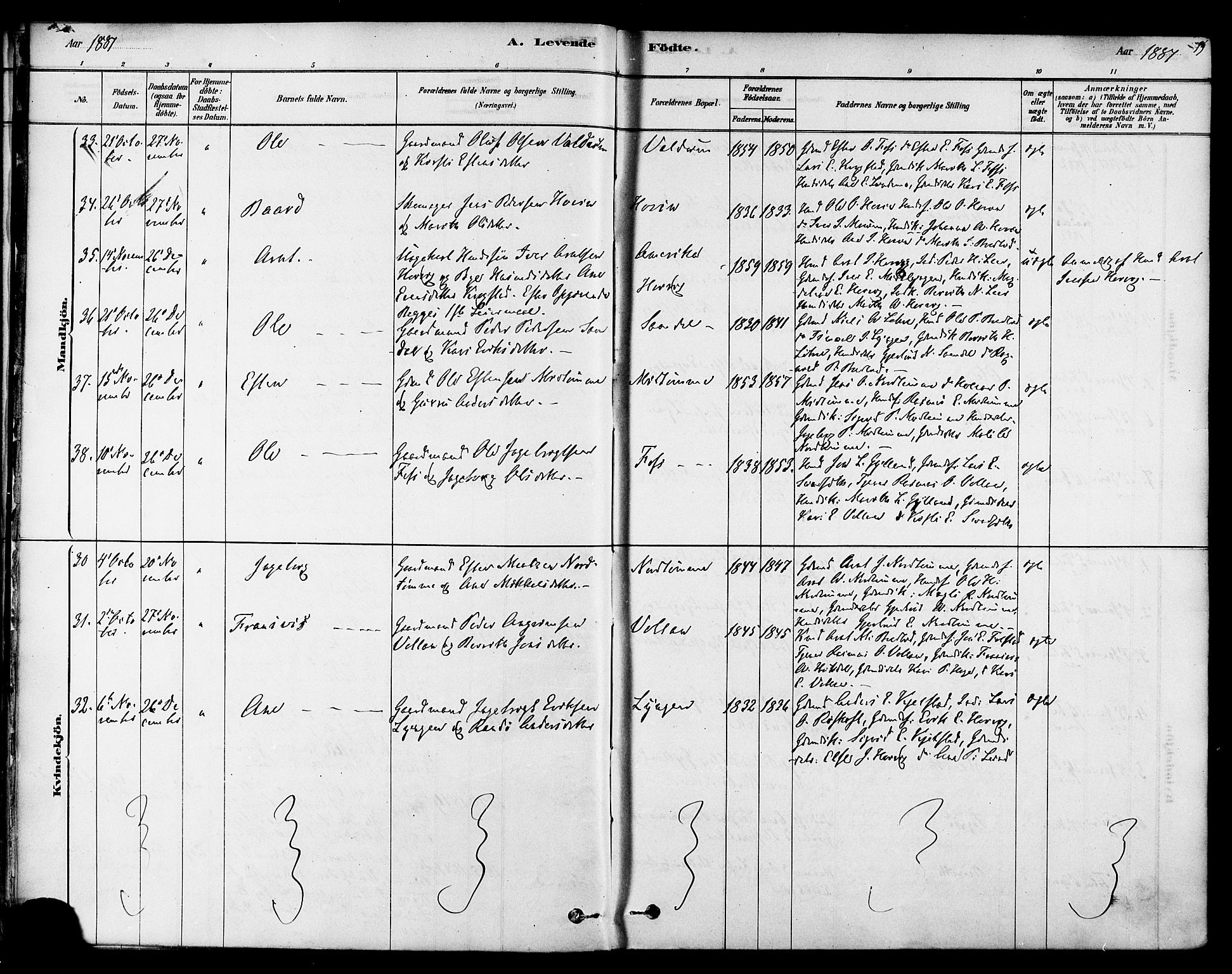 Ministerialprotokoller, klokkerbøker og fødselsregistre - Sør-Trøndelag, AV/SAT-A-1456/692/L1105: Parish register (official) no. 692A05, 1878-1890, p. 19