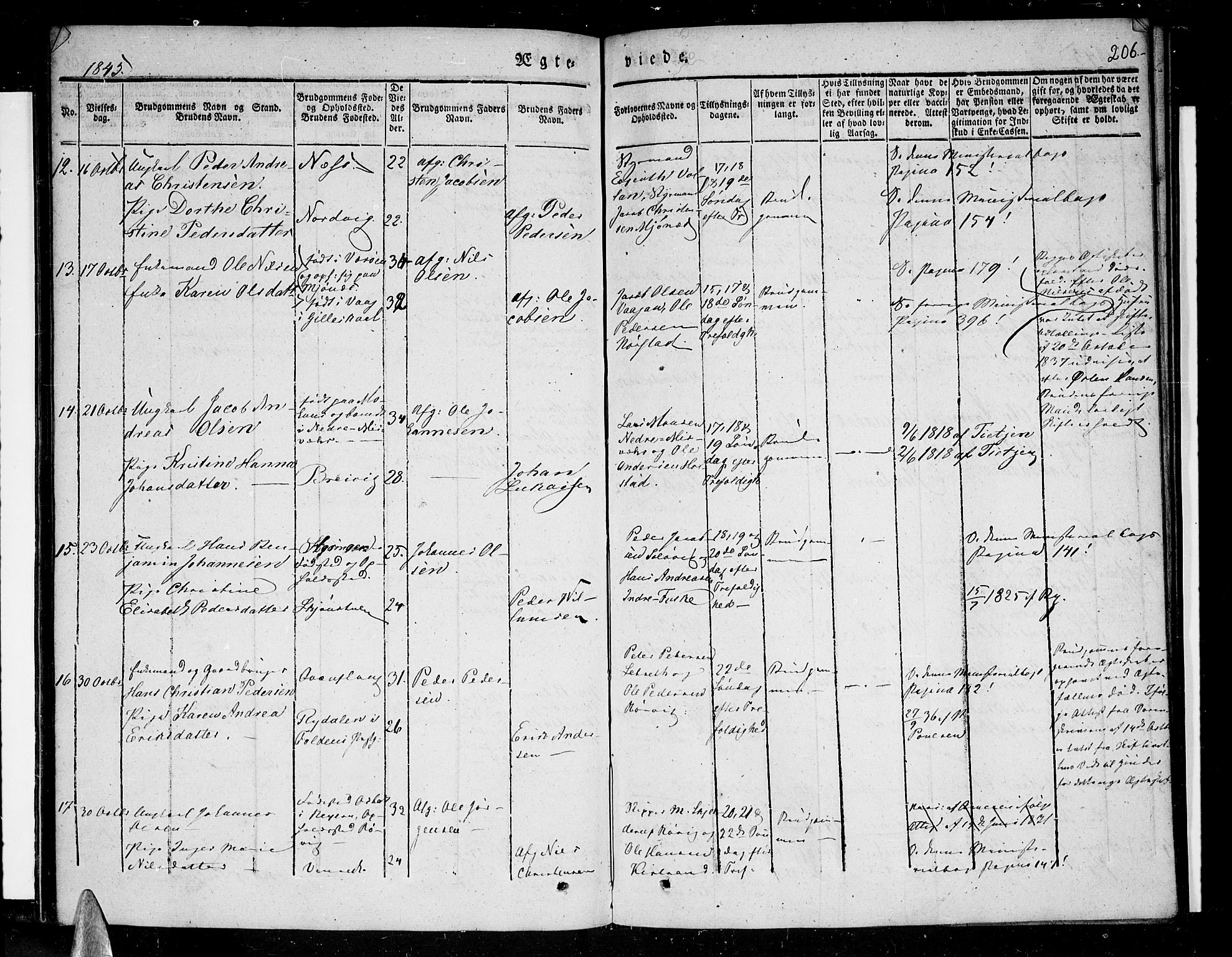 Ministerialprotokoller, klokkerbøker og fødselsregistre - Nordland, SAT/A-1459/852/L0737: Parish register (official) no. 852A07, 1833-1849, p. 206