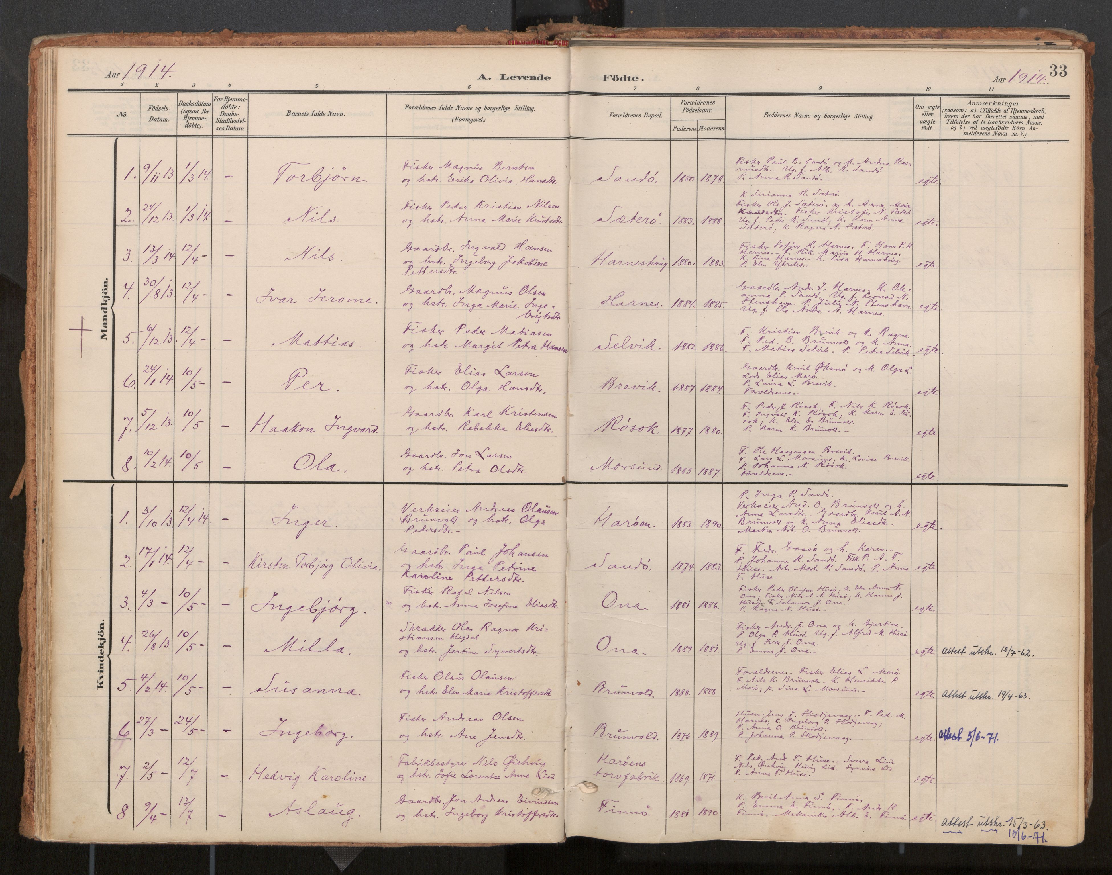 Ministerialprotokoller, klokkerbøker og fødselsregistre - Møre og Romsdal, SAT/A-1454/561/L0730: Parish register (official) no. 561A04, 1901-1929, p. 33