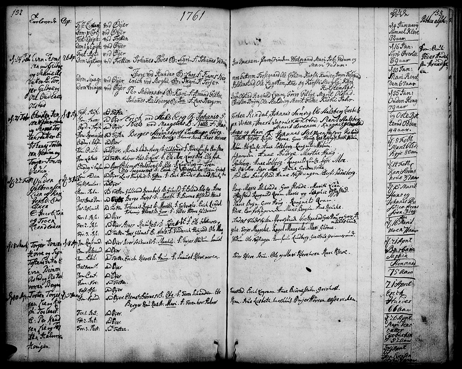 Øyer prestekontor, SAH/PREST-084/H/Ha/Haa/L0002: Parish register (official) no. 2, 1733-1784, p. 152-153