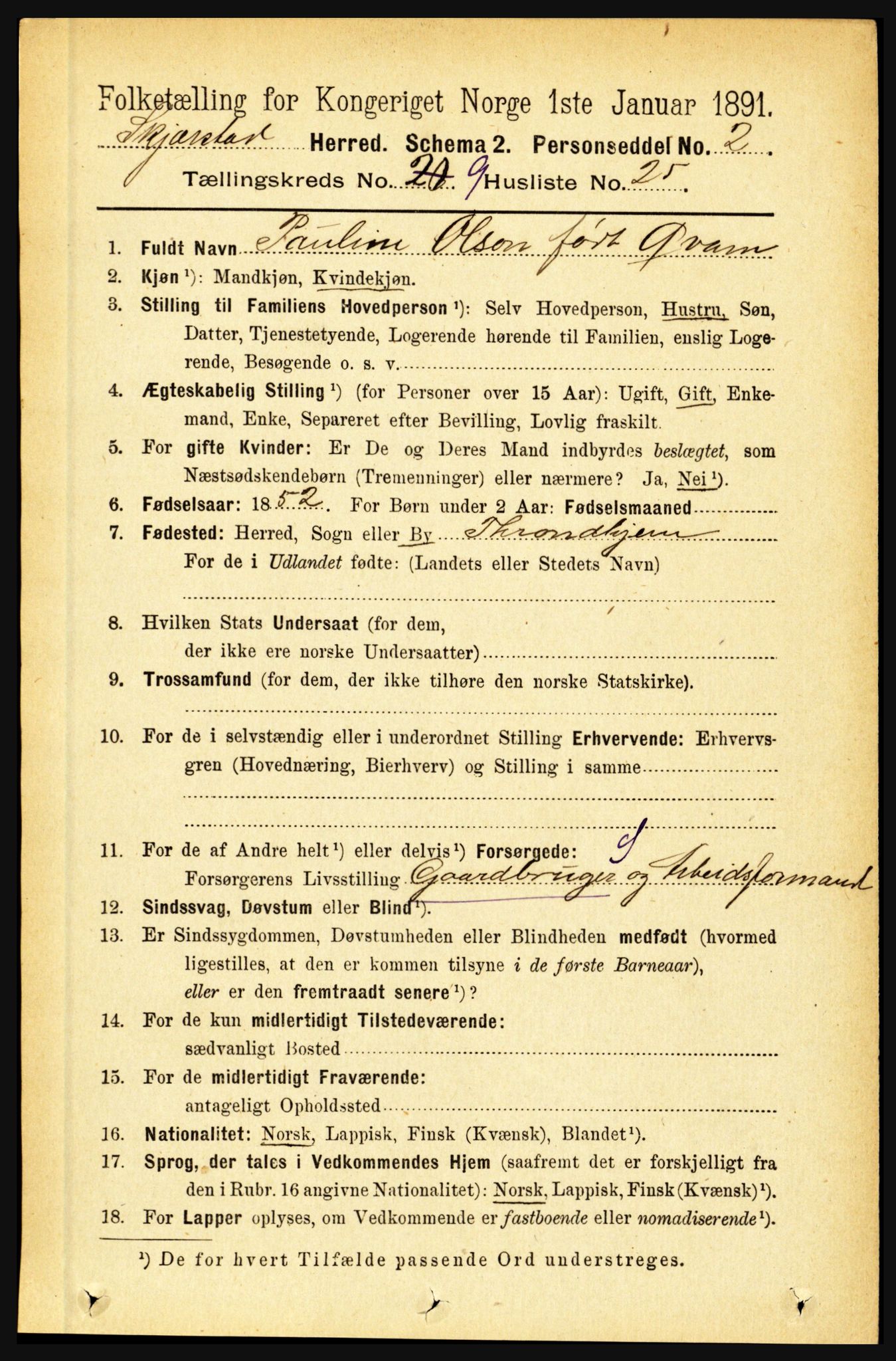 RA, 1891 census for 1842 Skjerstad, 1891, p. 3462