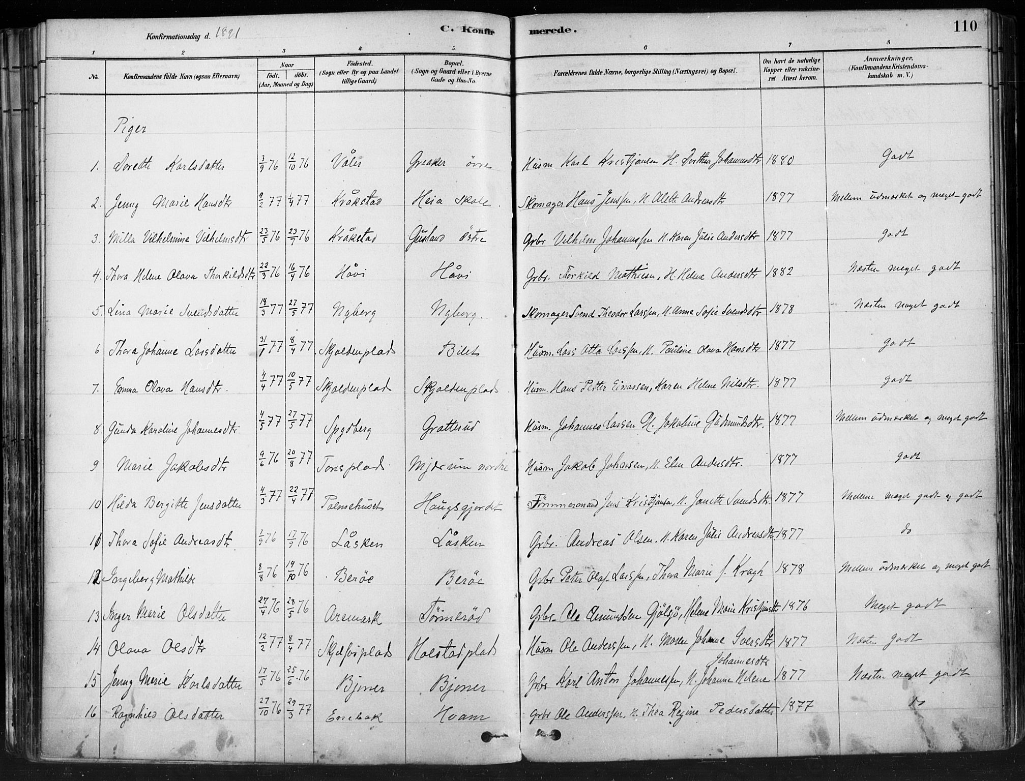 Hobøl prestekontor Kirkebøker, AV/SAO-A-2002/F/Fa/L0005: Parish register (official) no. I 5, 1878-1904, p. 110