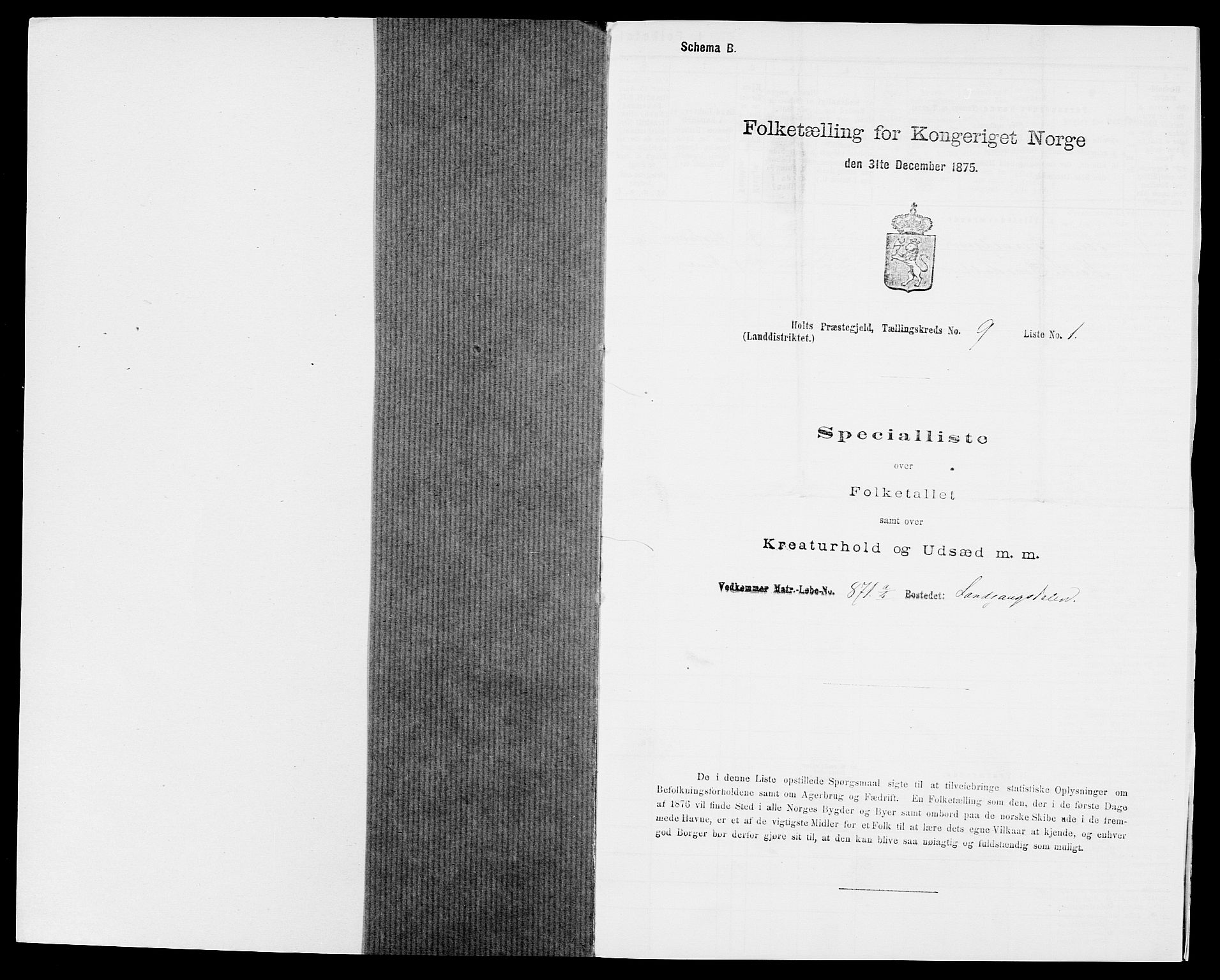 SAK, 1875 census for 0914L Holt/Holt, 1875, p. 1147