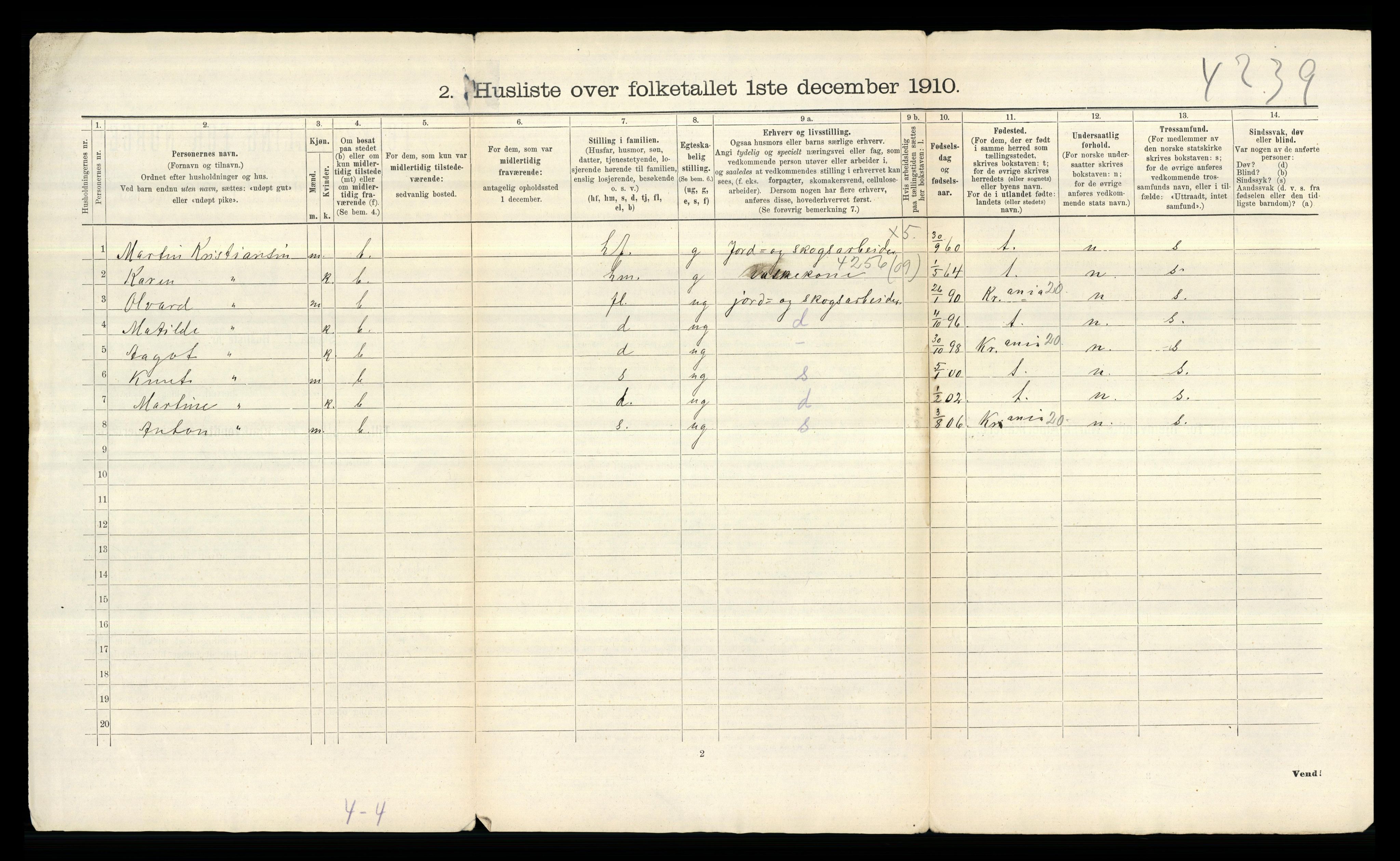 RA, 1910 census for Asker, 1910, p. 49