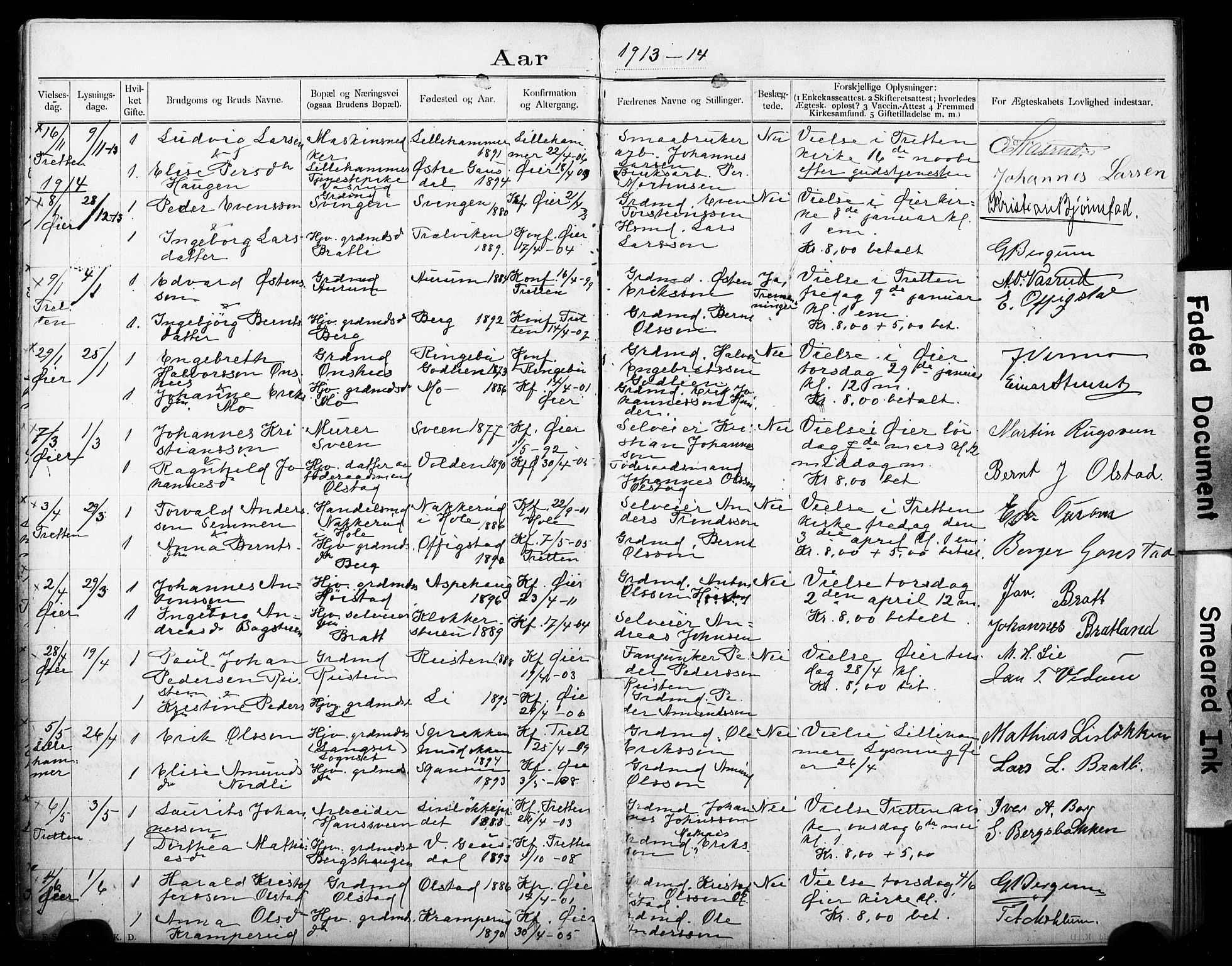 Øyer prestekontor, SAH/PREST-084/I/Ie: Banns register no. 1, 1899-1928