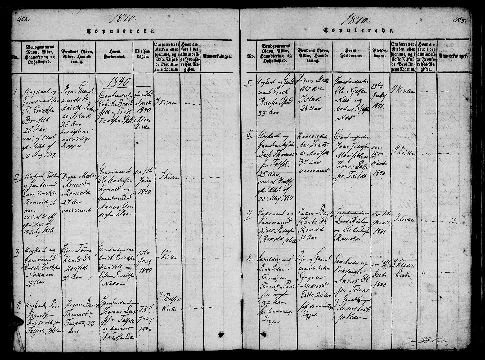 Ministerialprotokoller, klokkerbøker og fødselsregistre - Møre og Romsdal, SAT/A-1454/557/L0679: Parish register (official) no. 557A01, 1818-1843, p. 402-403