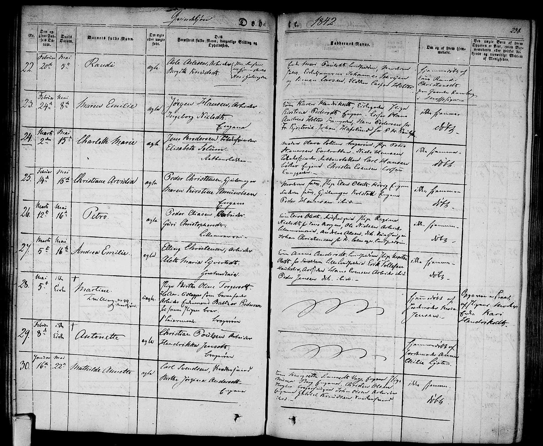 Bragernes kirkebøker, AV/SAKO-A-6/F/Fb/L0001: Parish register (official) no. II 1, 1830-1847, p. 238