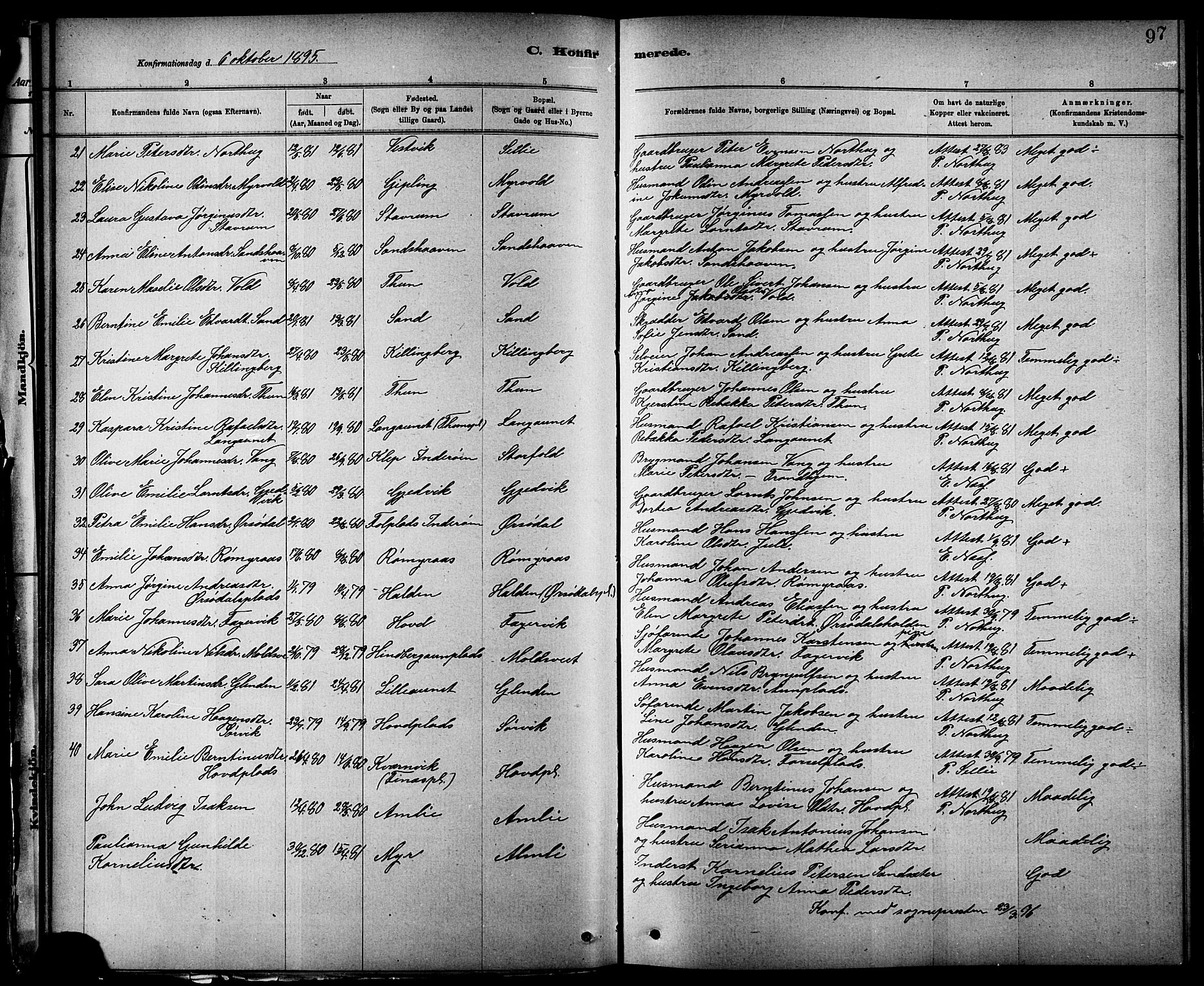 Ministerialprotokoller, klokkerbøker og fødselsregistre - Nord-Trøndelag, SAT/A-1458/744/L0423: Parish register (copy) no. 744C02, 1886-1905, p. 97