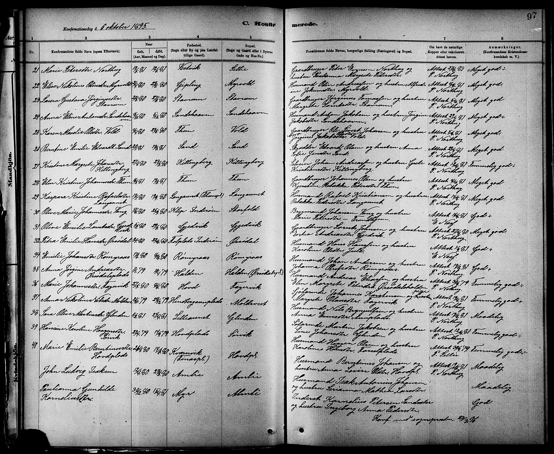 Ministerialprotokoller, klokkerbøker og fødselsregistre - Nord-Trøndelag, AV/SAT-A-1458/744/L0423: Parish register (copy) no. 744C02, 1886-1905, p. 97