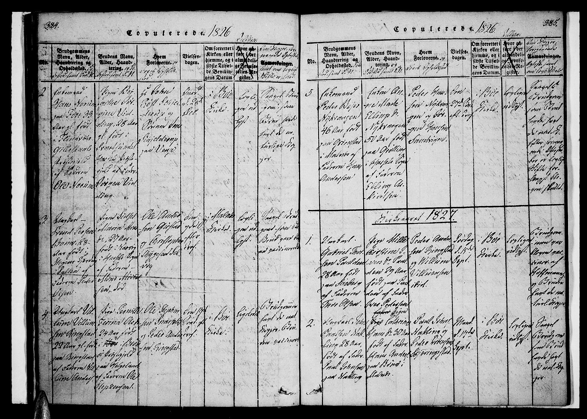 Ministerialprotokoller, klokkerbøker og fødselsregistre - Nordland, SAT/A-1459/891/L1298: Parish register (official) no. 891A03, 1820-1840, p. 384-385