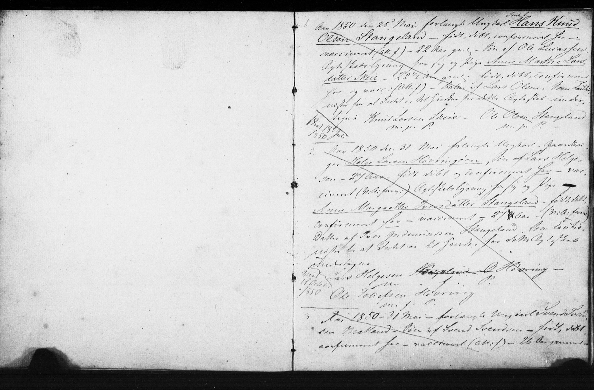 Avaldsnes sokneprestkontor, AV/SAST-A -101851/I/Ie/L0002: Banns register no. IX 2, 1850-1854