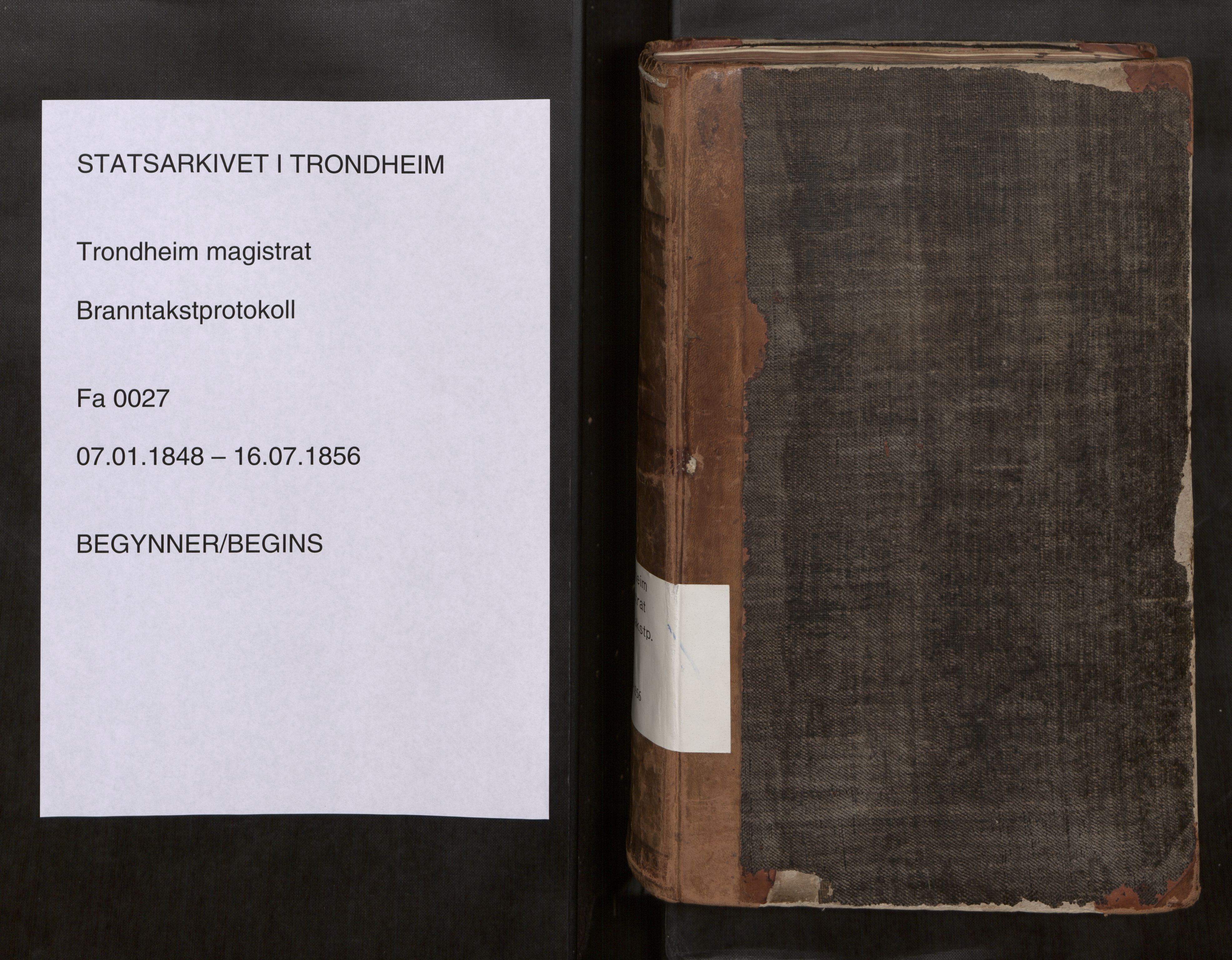 Norges Brannkasse Trondheim magistrat, SAT/A-5590/Fa/L0030: Branntakstprotokoll L, 1848-1856
