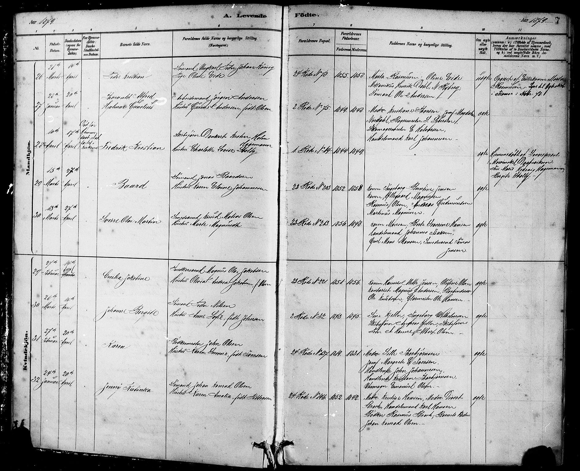 Sandviken Sokneprestembete, AV/SAB-A-77601/H/Hb/L0001: Parish register (copy) no. A 2, 1879-1892, p. 7