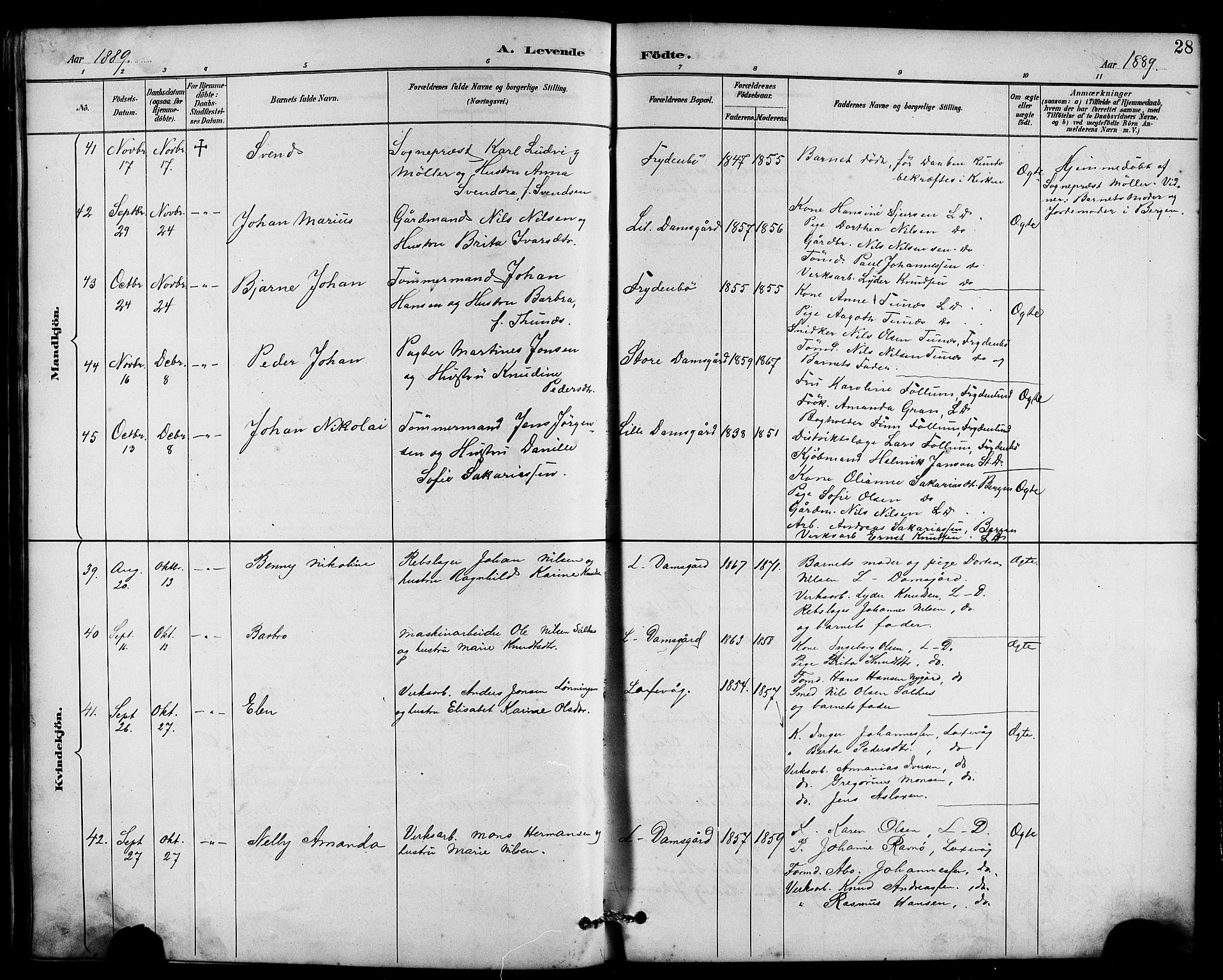 Laksevåg Sokneprestembete, SAB/A-76501/H/Ha/Hab/Haba/L0003: Parish register (copy) no. A 3, 1887-1899, p. 28