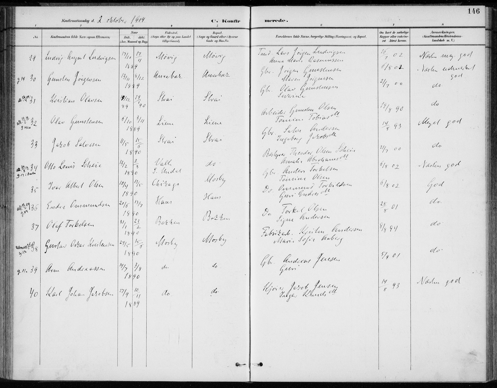 Oddernes sokneprestkontor, AV/SAK-1111-0033/F/Fa/Faa/L0010: Parish register (official) no. A 10, 1897-1911, p. 146