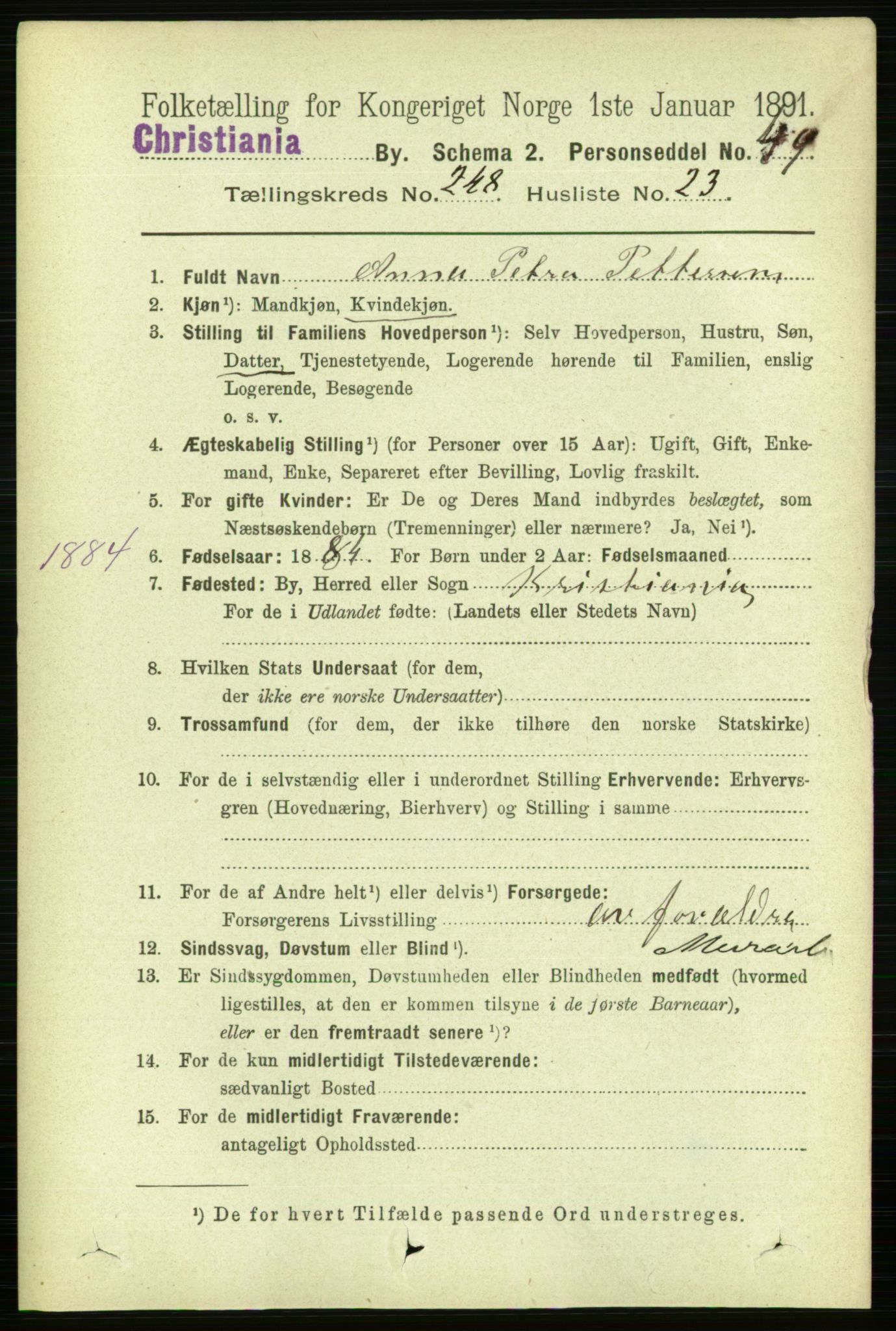 RA, 1891 census for 0301 Kristiania, 1891, p. 152267