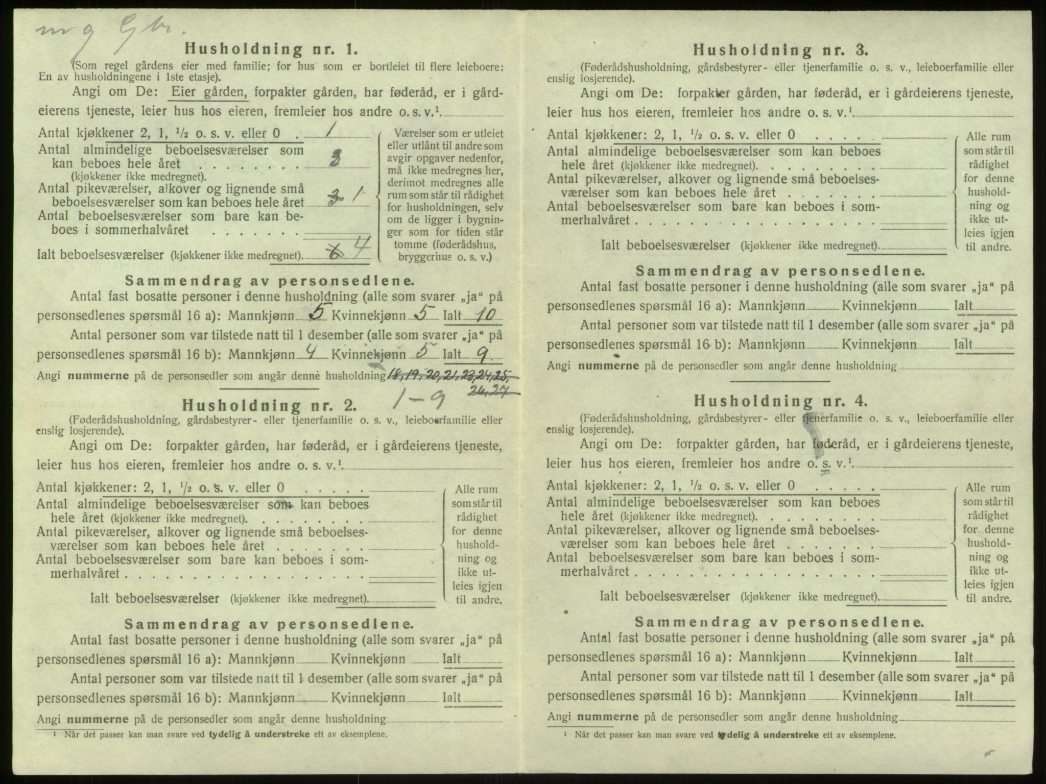 SAB, 1920 census for Modalen, 1920, p. 127