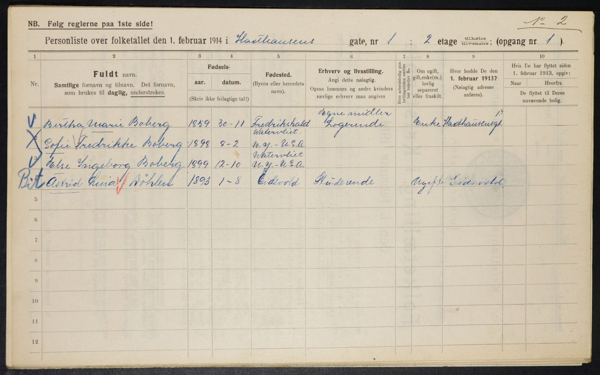 OBA, Municipal Census 1914 for Kristiania, 1914, p. 35564