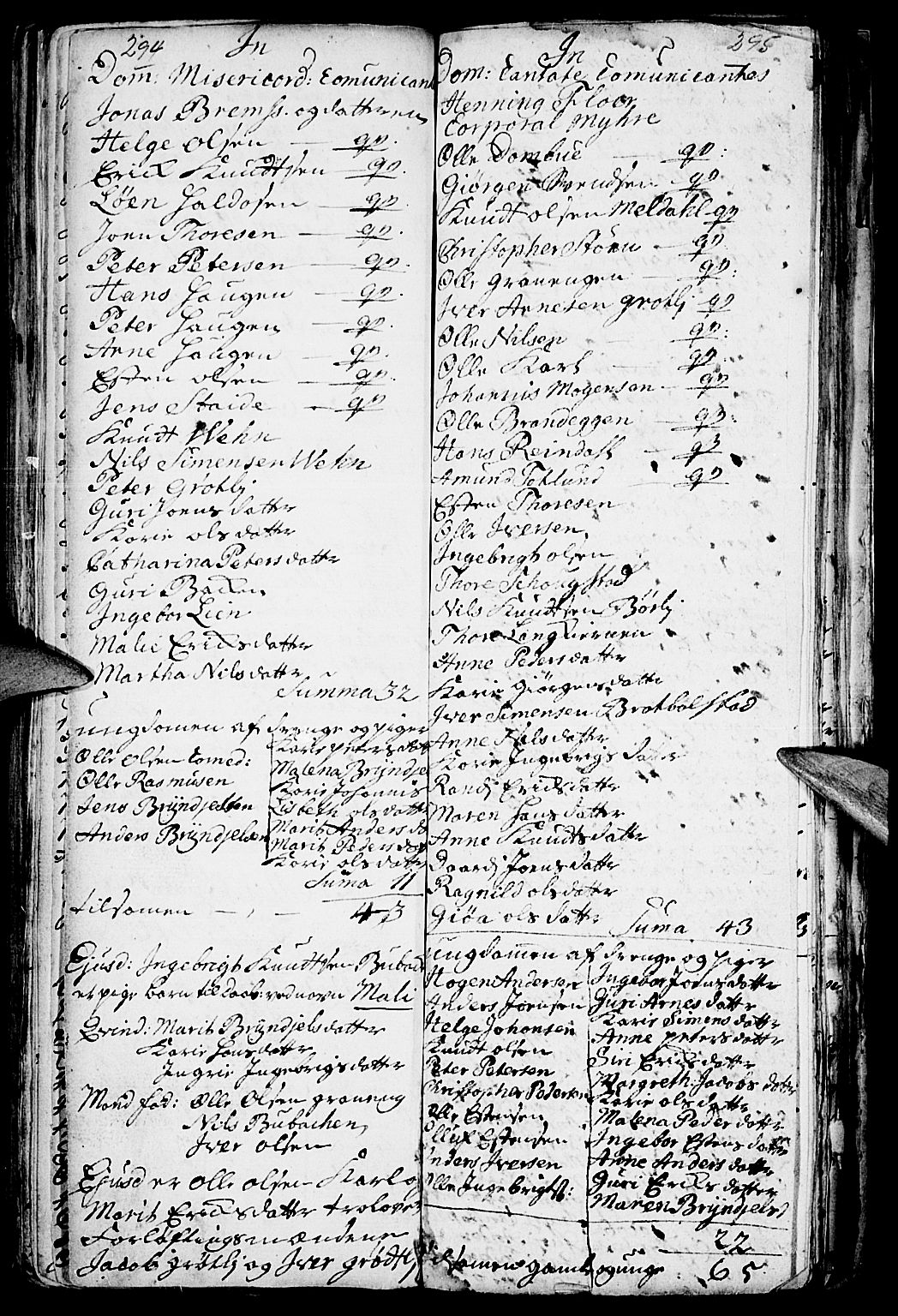 Kvikne prestekontor, SAH/PREST-064/H/Ha/Haa/L0001: Parish register (official) no. 1, 1740-1756, p. 294-295