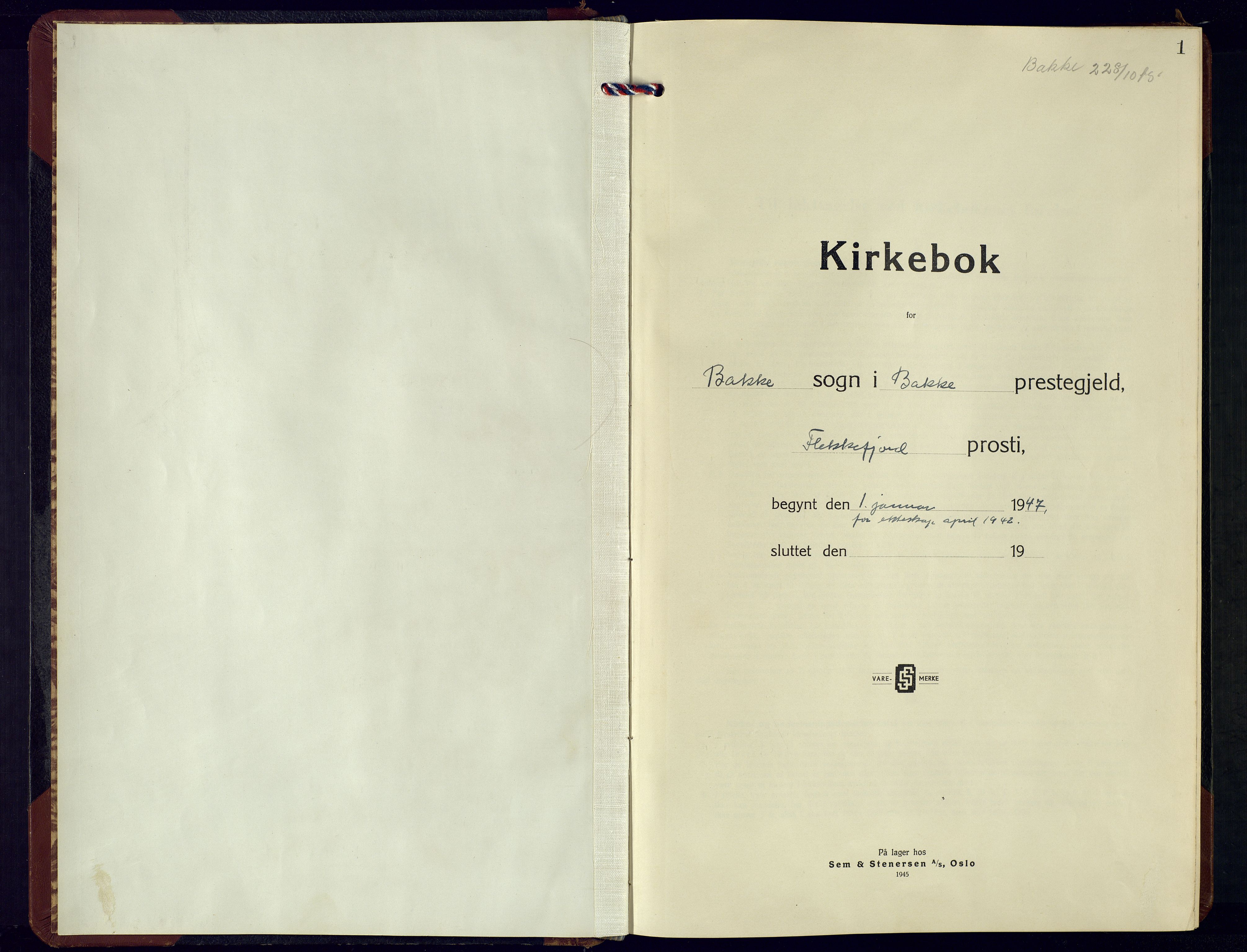 Bakke sokneprestkontor, AV/SAK-1111-0002/F/Fb/Fba/L0005: Parish register (copy) no. B 5, 1947-1971, p. 1