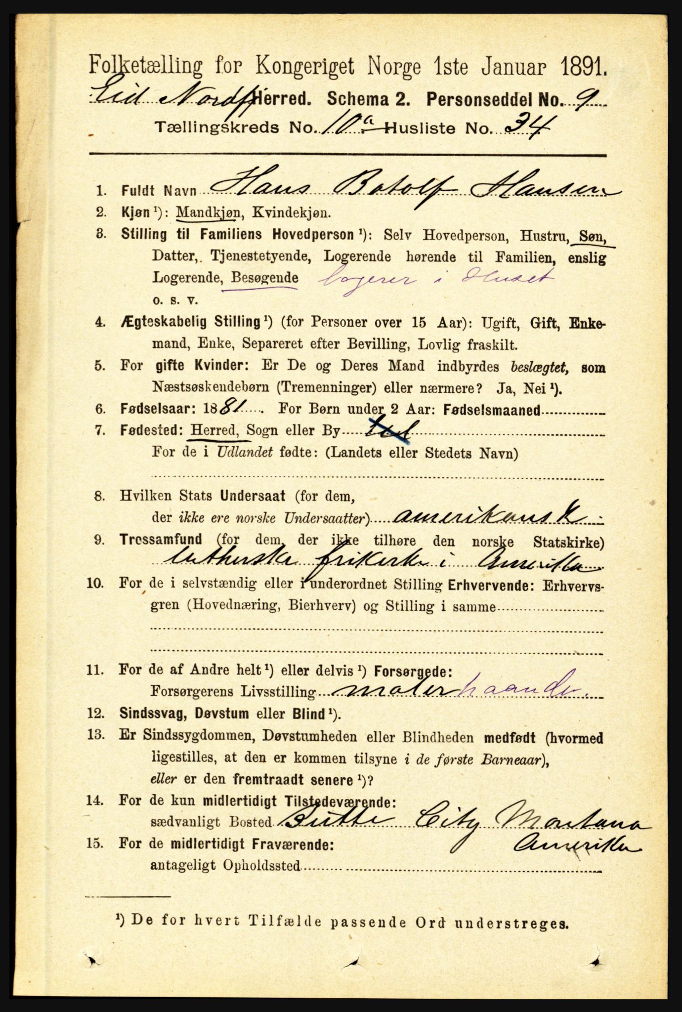 RA, 1891 census for 1443 Eid, 1891, p. 3007