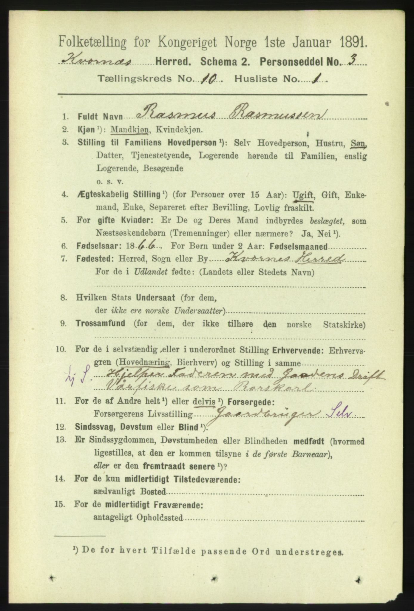 RA, 1891 census for 1553 Kvernes, 1891, p. 4330