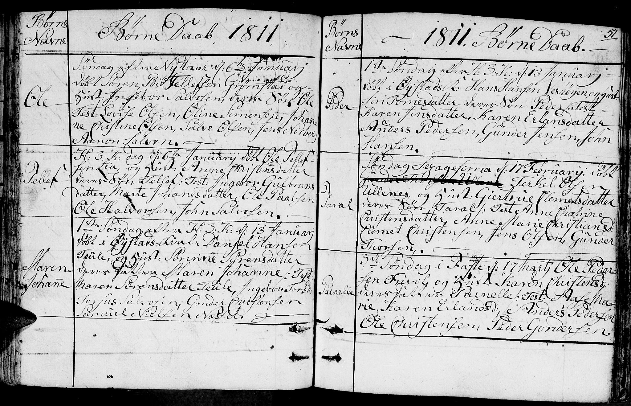 Fjære sokneprestkontor, SAK/1111-0011/F/Fb/L0006: Parish register (copy) no. B 6, 1803-1817, p. 51