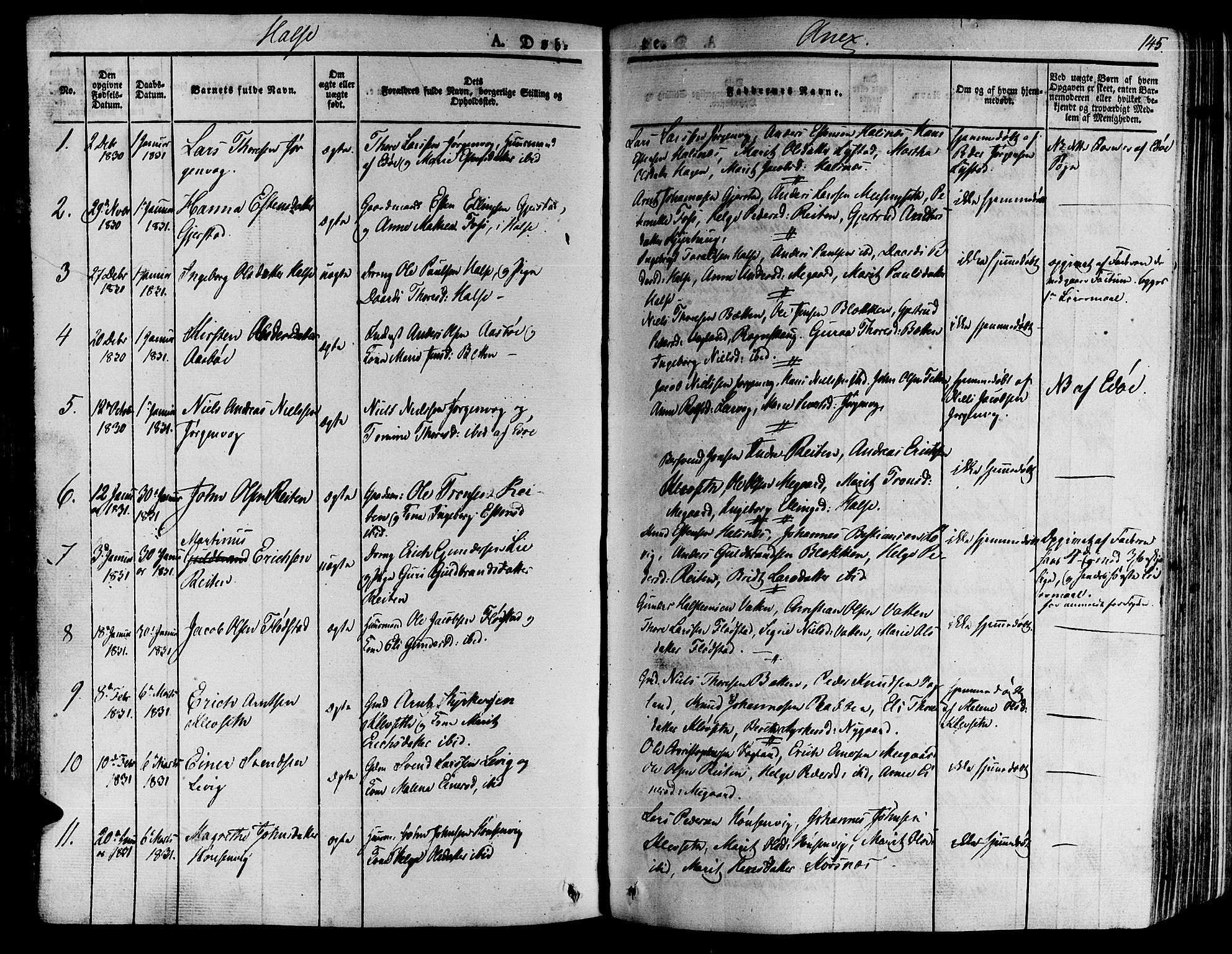 Ministerialprotokoller, klokkerbøker og fødselsregistre - Møre og Romsdal, SAT/A-1454/592/L1025: Parish register (official) no. 592A03 /2, 1831-1849, p. 145