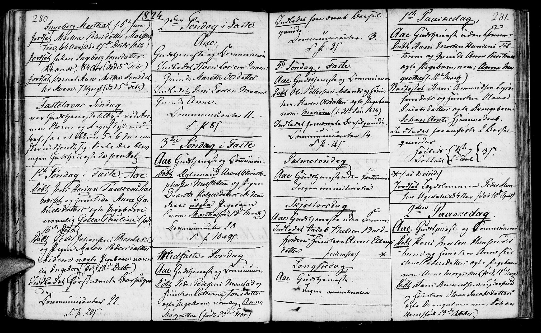 Ministerialprotokoller, klokkerbøker og fødselsregistre - Sør-Trøndelag, SAT/A-1456/655/L0674: Parish register (official) no. 655A03, 1802-1826, p. 280-281