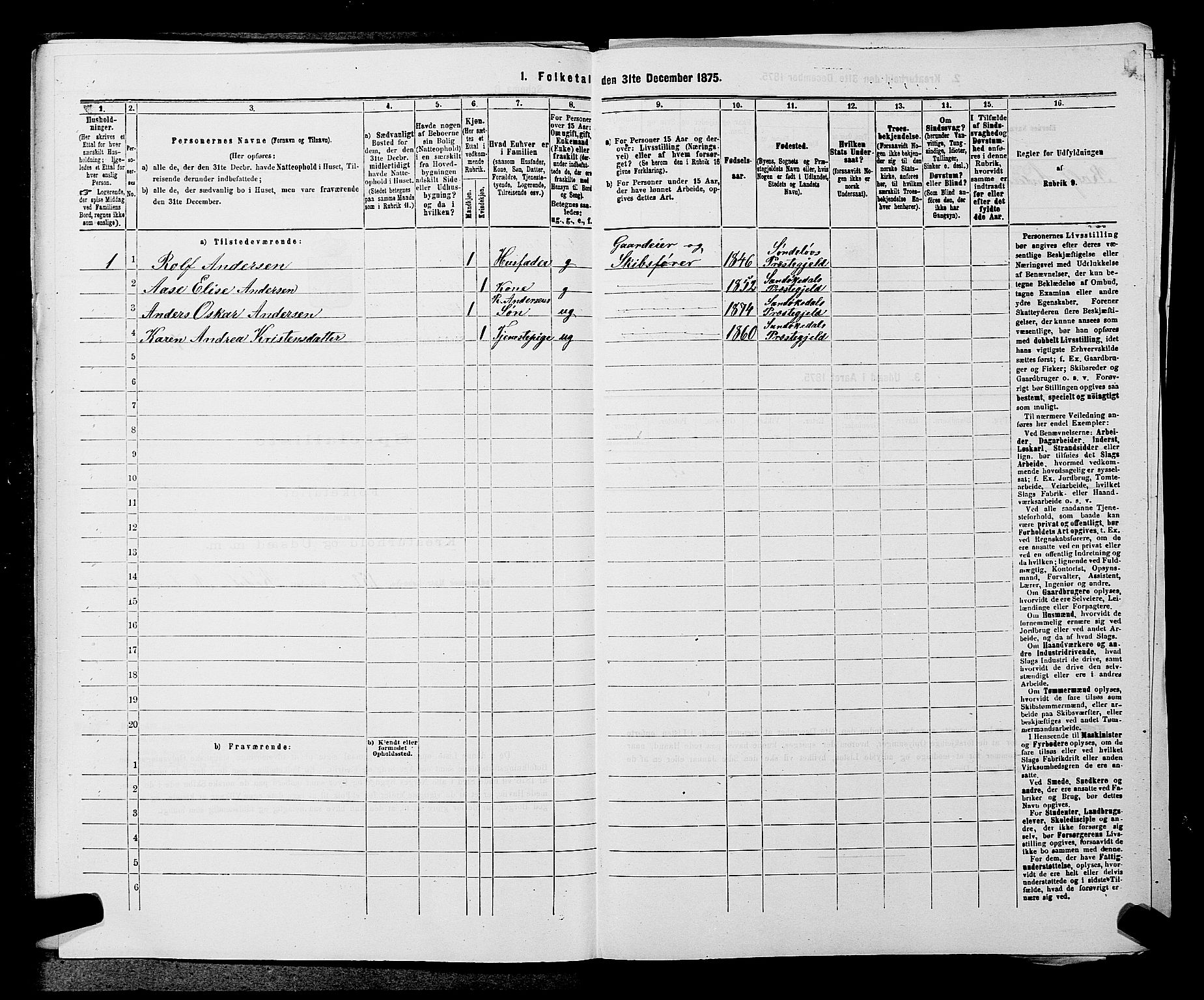 SAKO, 1875 census for 0816P Sannidal, 1875, p. 878