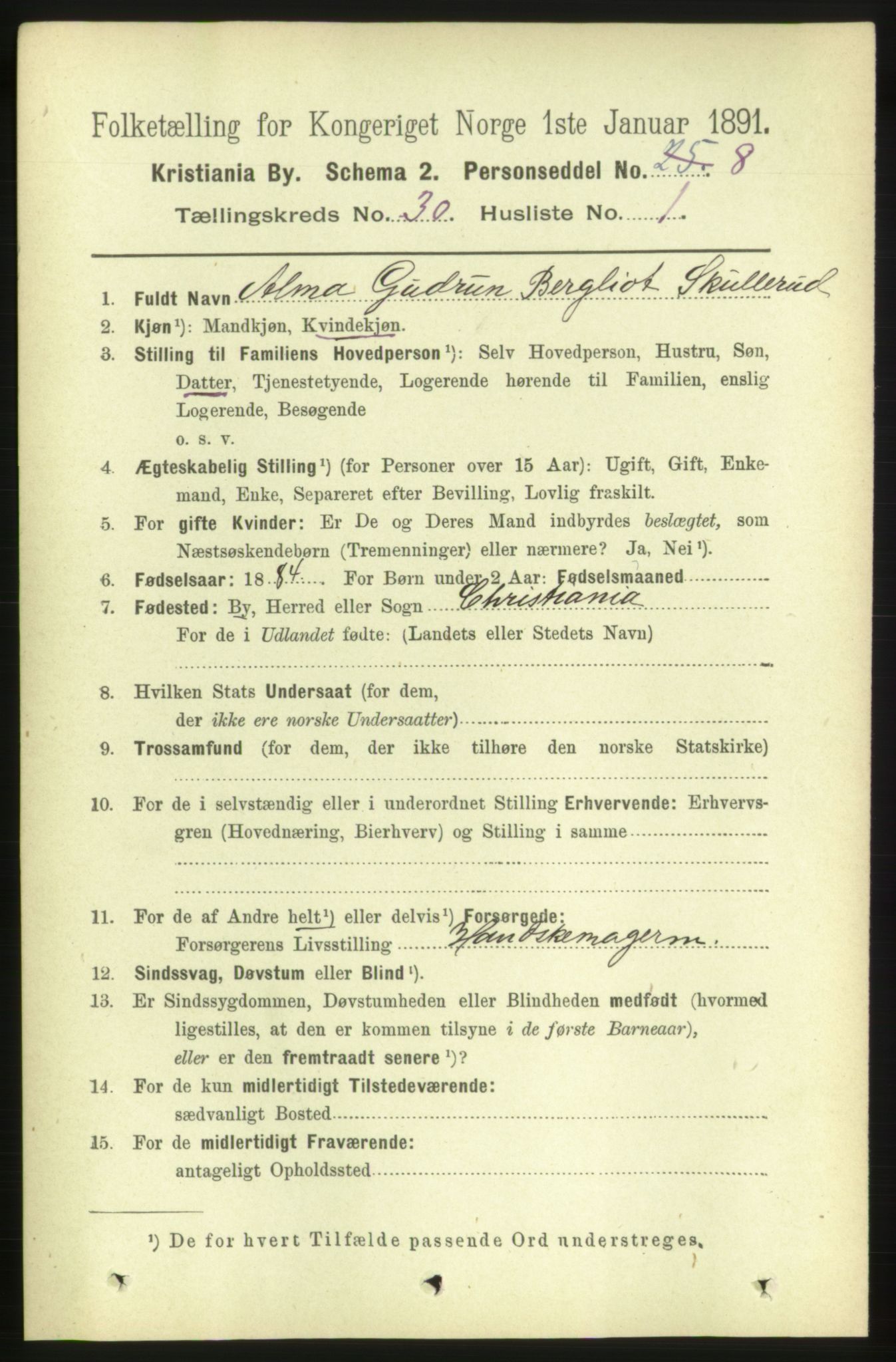 RA, 1891 census for 0301 Kristiania, 1891, p. 15569