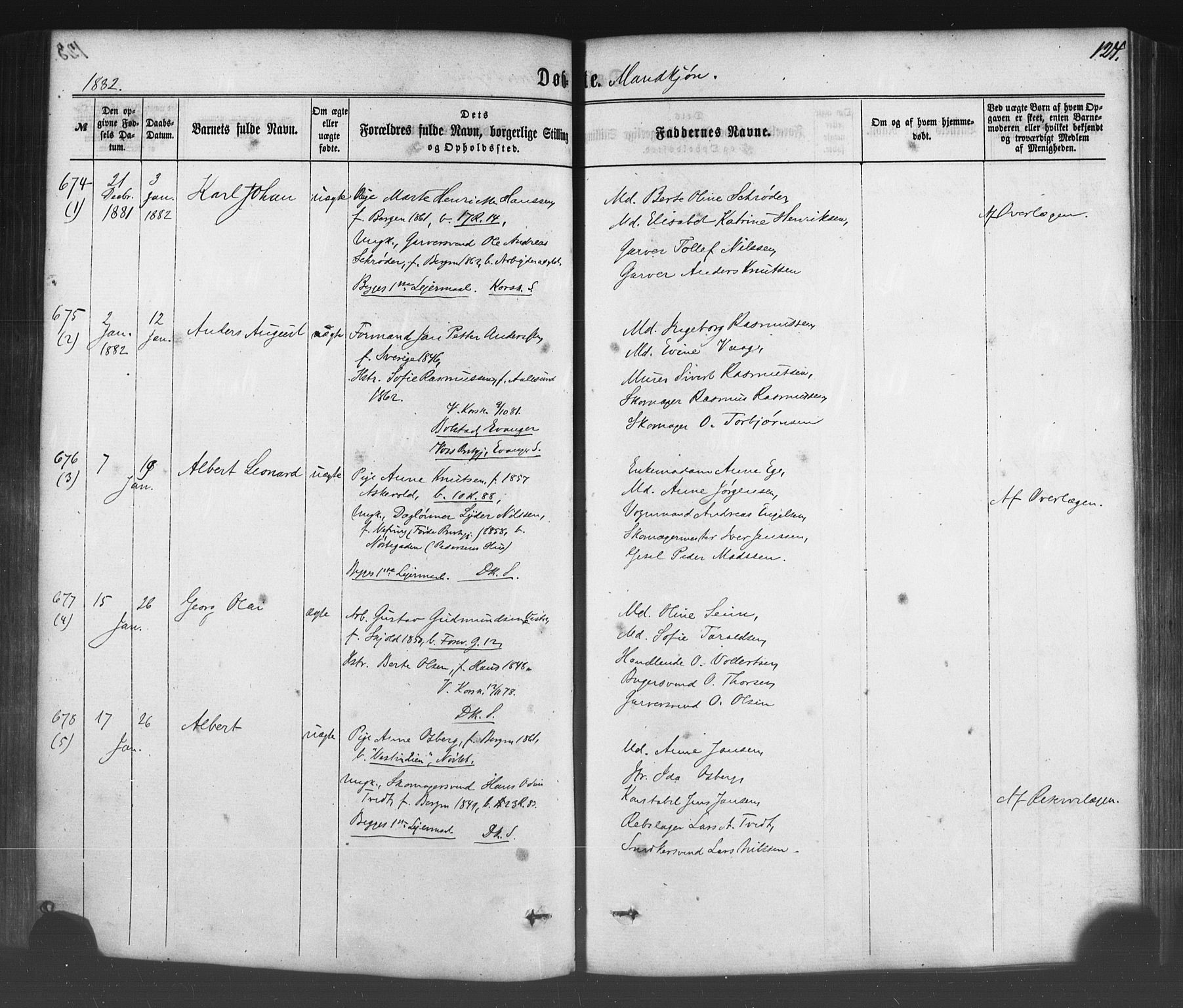 Fødselsstiftelsens sokneprestembete*, SAB/-: Parish register (official) no. A 1, 1863-1883, p. 124